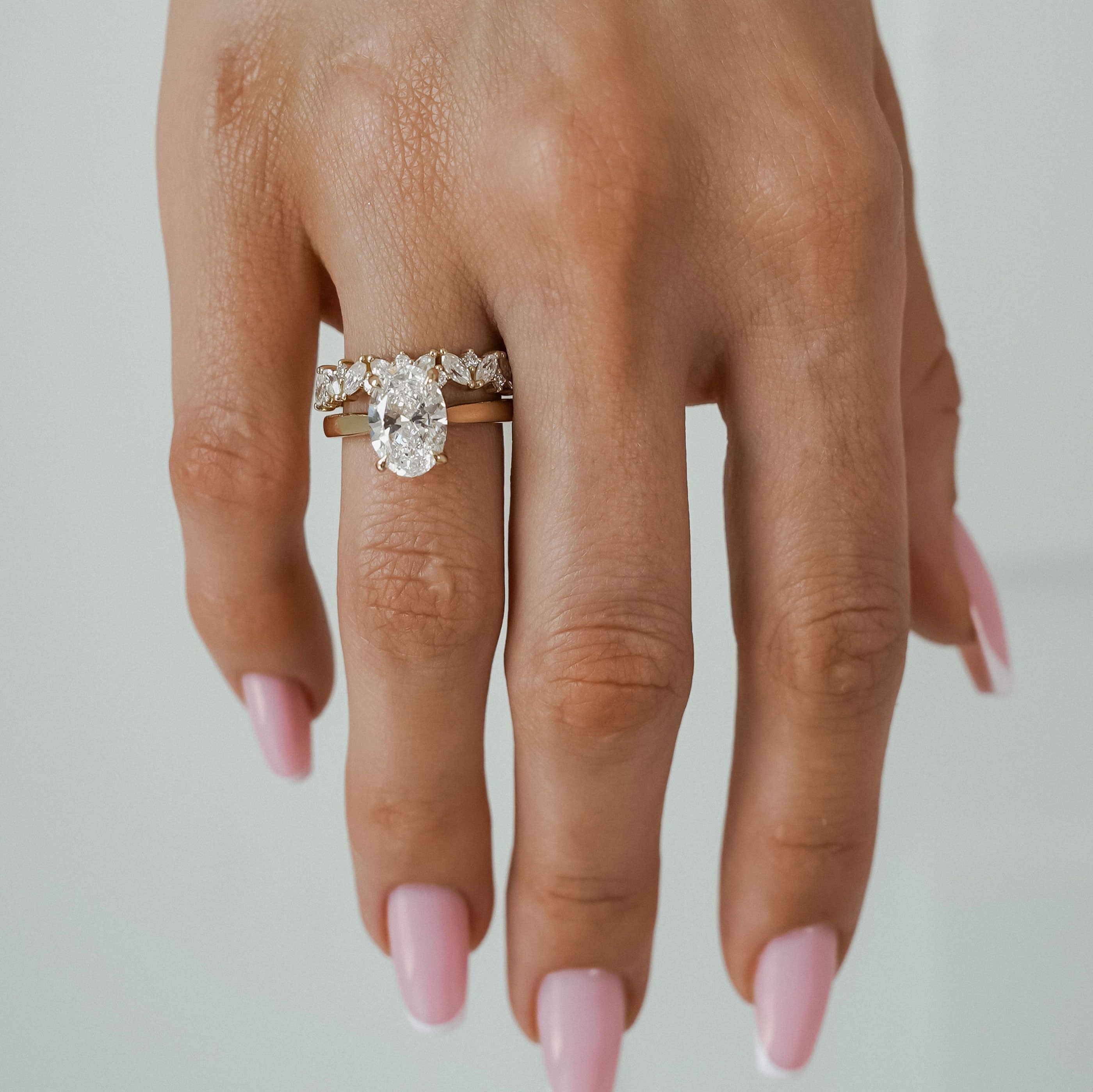 Lyra Oval Cut Solitaire Cathedral Engagement Ring, Moissanite/Lab Grown Diamond