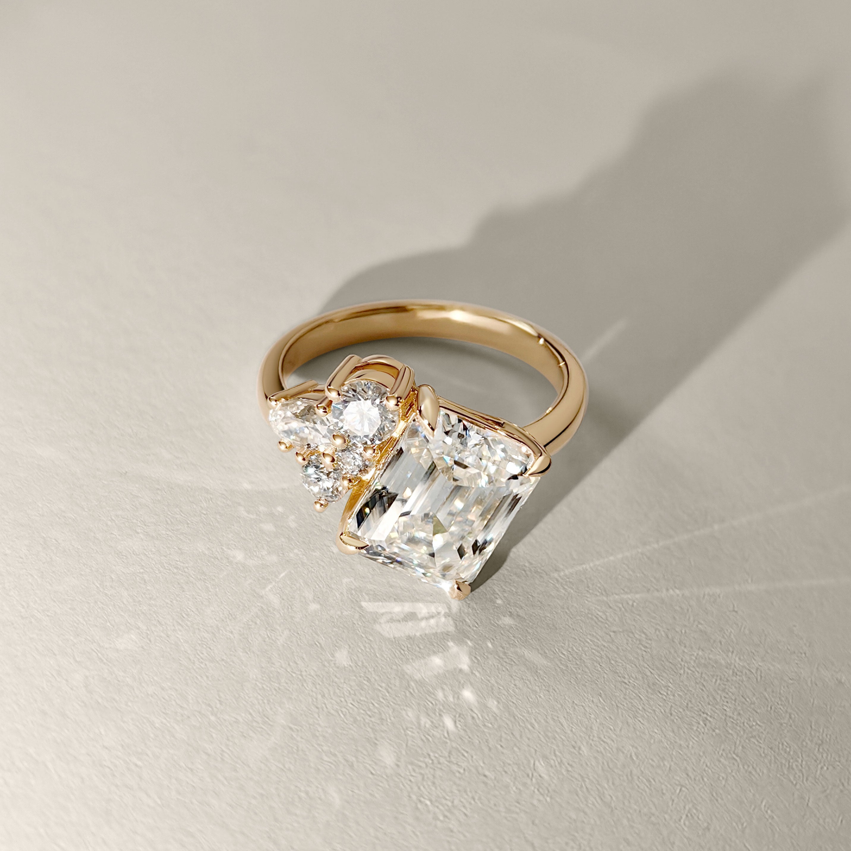 Hera Asymmetrical Cluster Engagement Ring, Moissanite/Lab Diamond