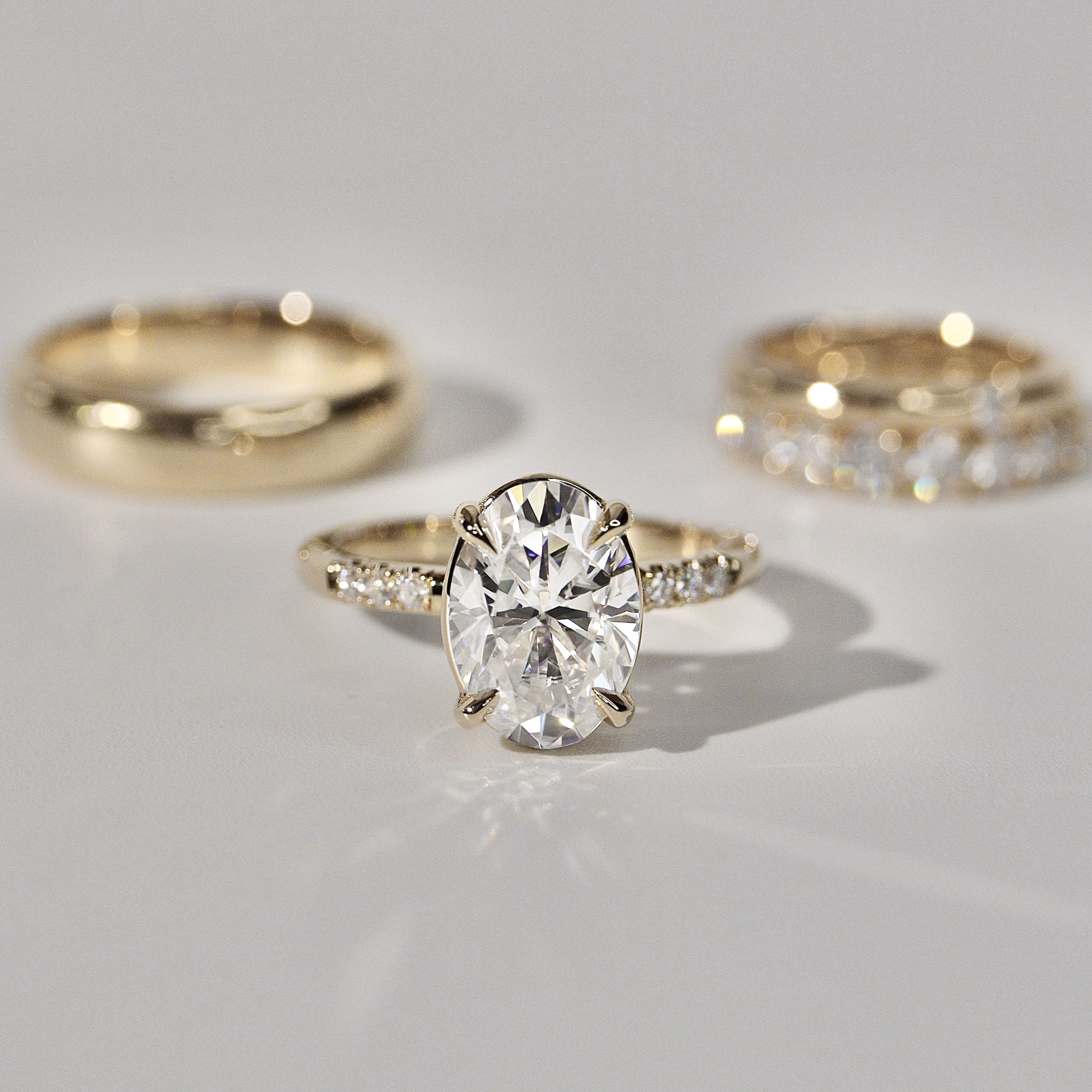 Eternal Dream Oval Pavé Engagement Ring, Moissanite/Lab Diamond