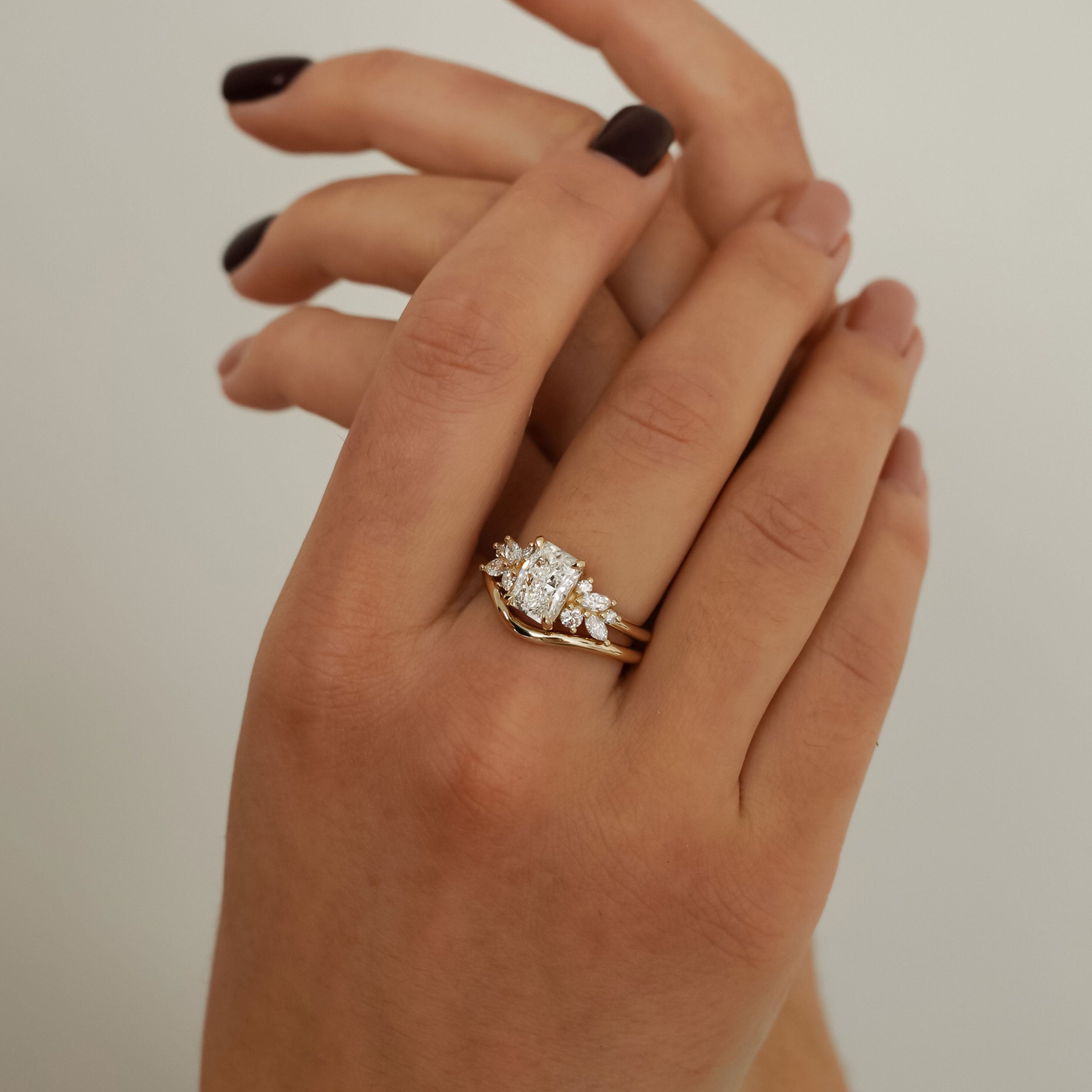 Radiant Anna's Dream Engagement Ring, Radiant Cut With Marquise