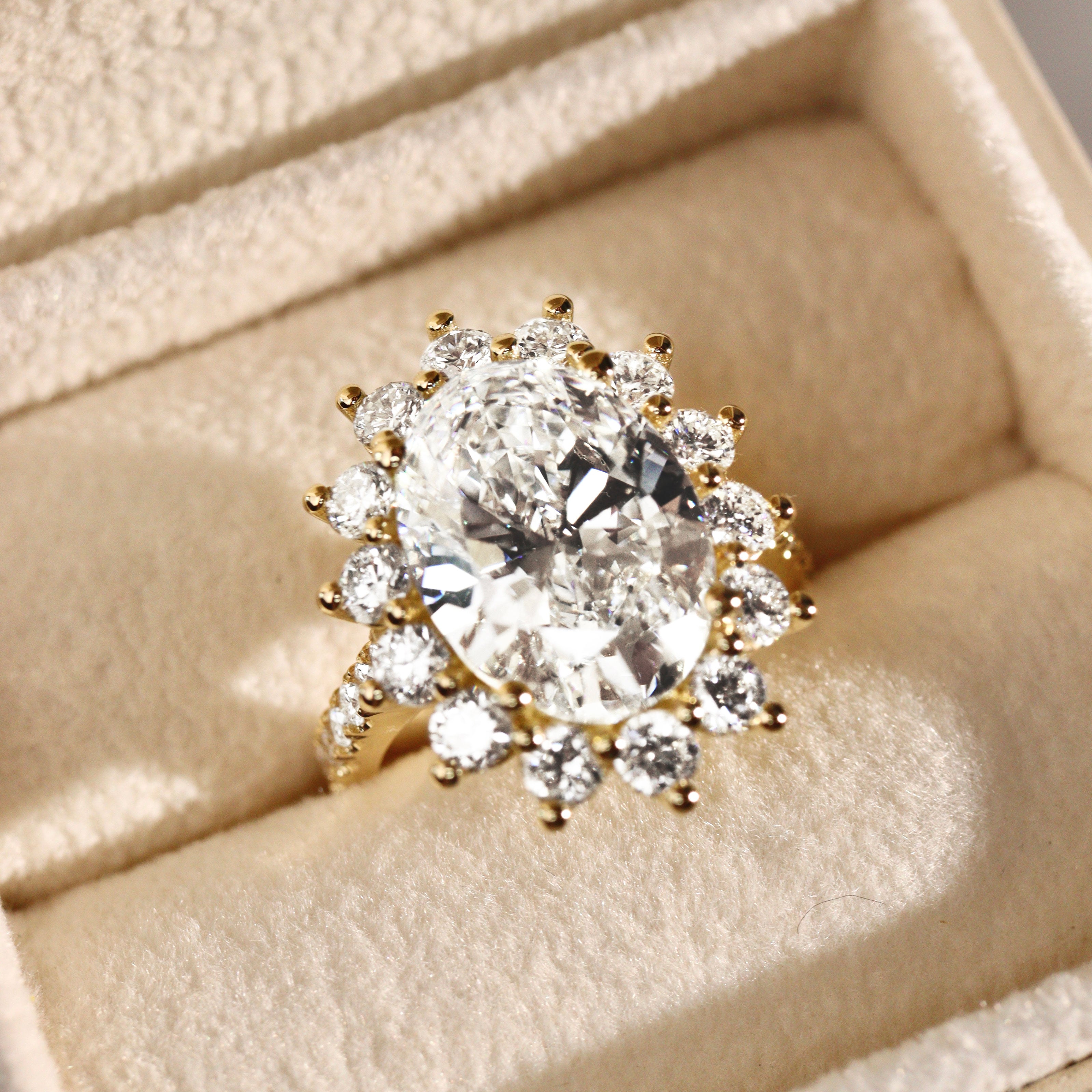 Bespoke #9162 - Custom Stunning Belle Halo Engagement Ring, Pave Band