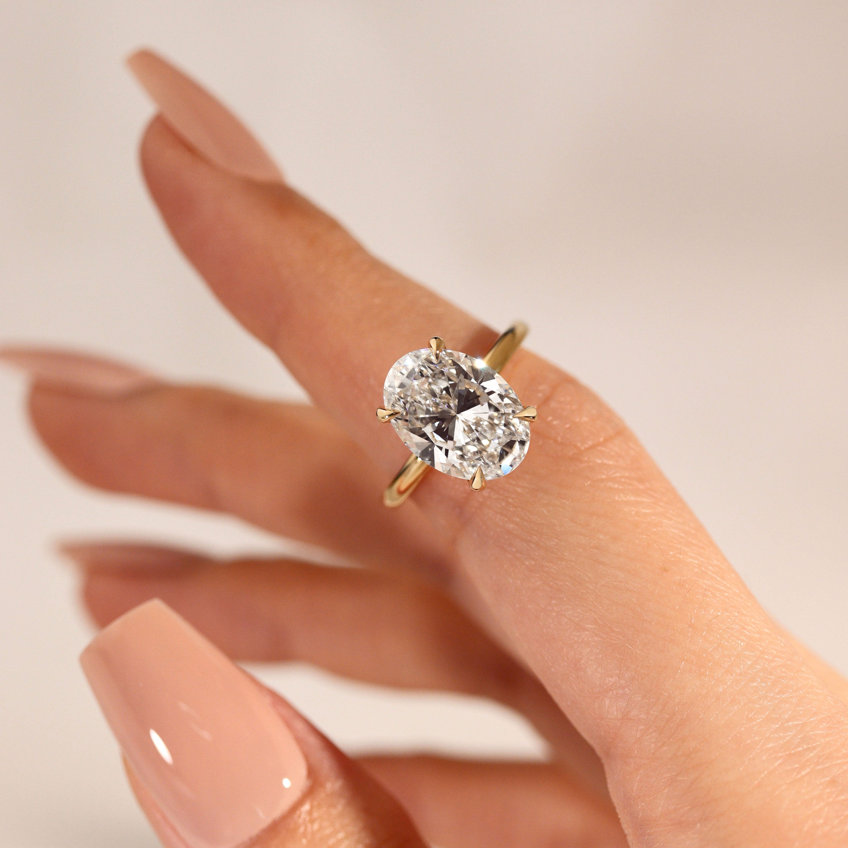 Chloe Oval Hidden Halo Engagement Ring, Moissanite/Lab Grown Diamond