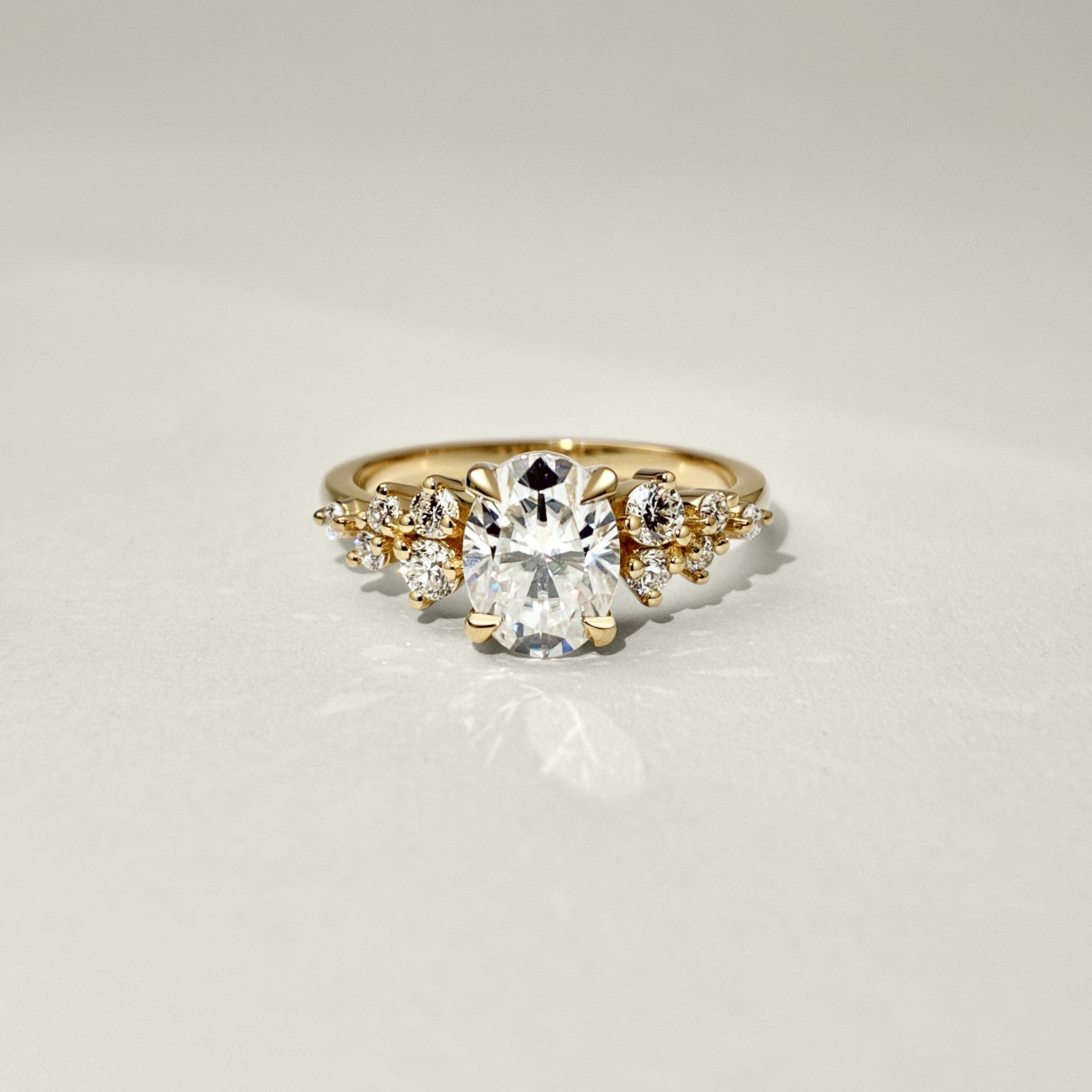 Elena Oval Cut Cluster Engagement Ring, Moissanite/Lab Grown Diamond