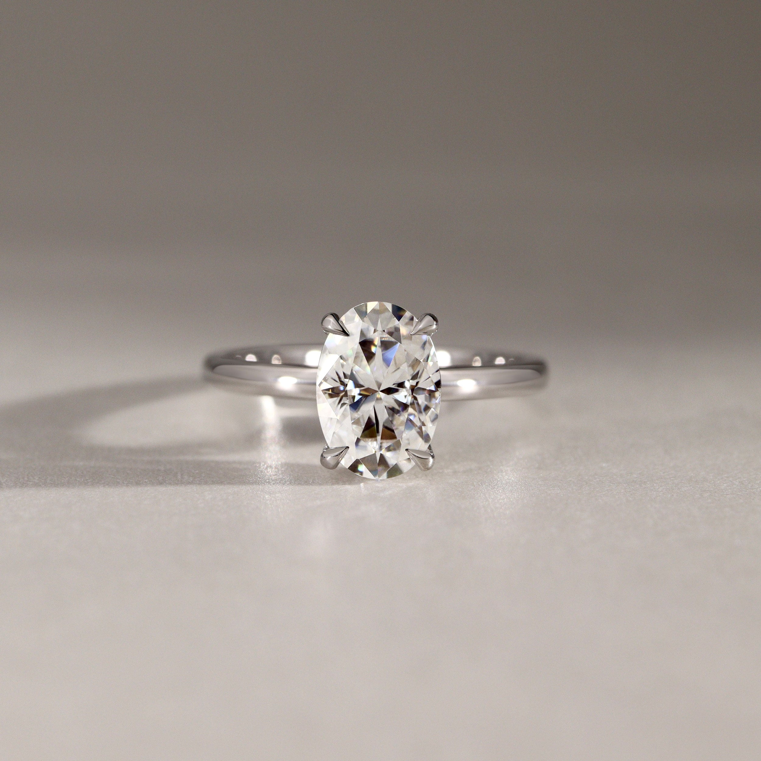 Chloe Oval Hidden Halo Engagement Ring, Moissanite/Lab Grown Diamond