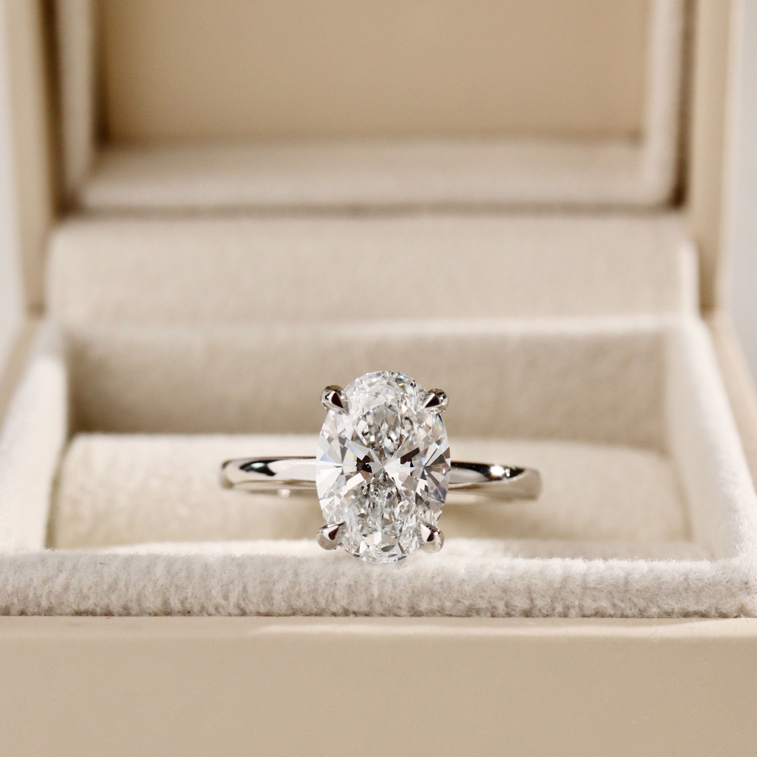 Ivy Oval Hidden Halo Engagement Ring, Moissanite/Lab Grown Diamond