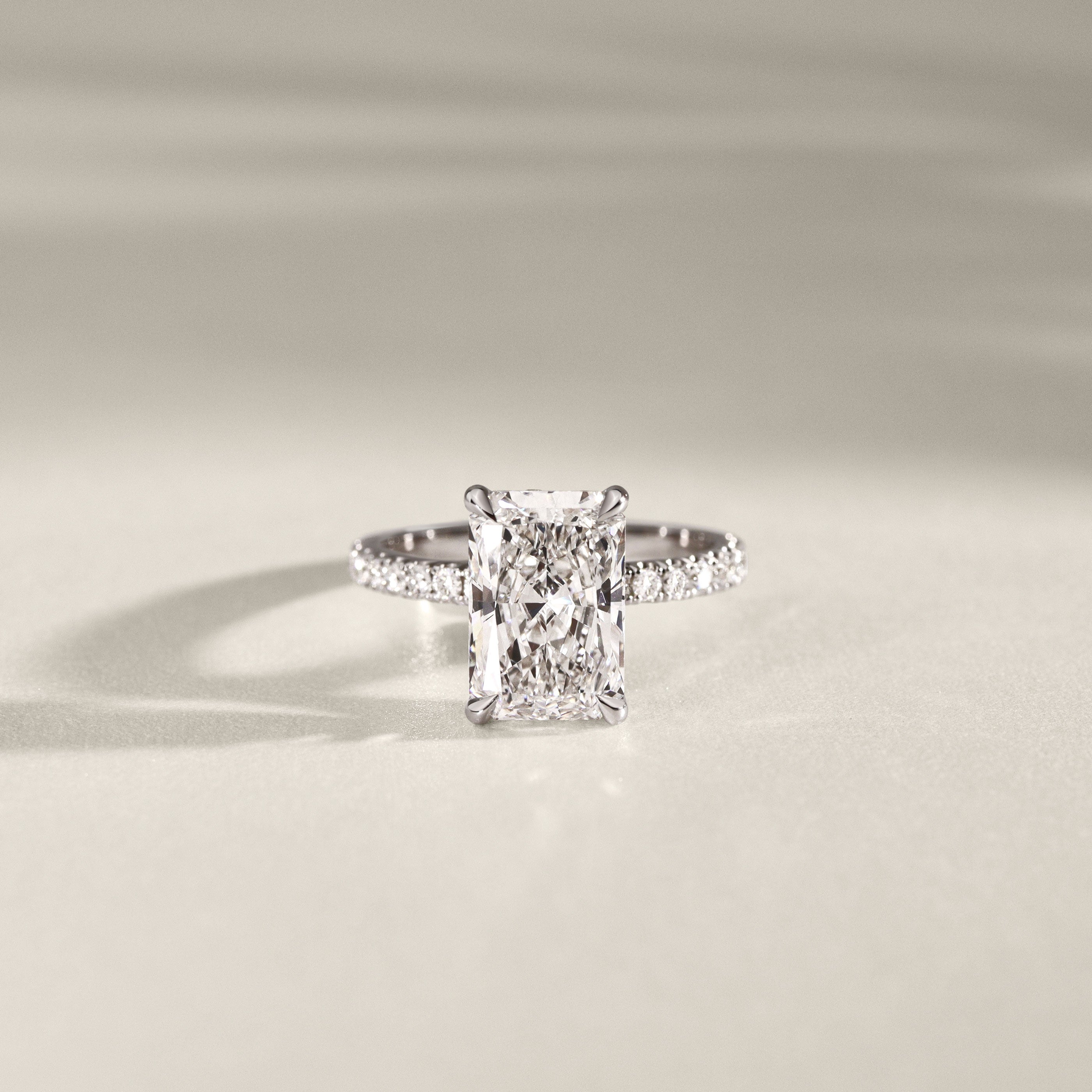 Riley Radiant Hidden Halo Engagement Ring, Moissanite/Lab Grown Diamond
