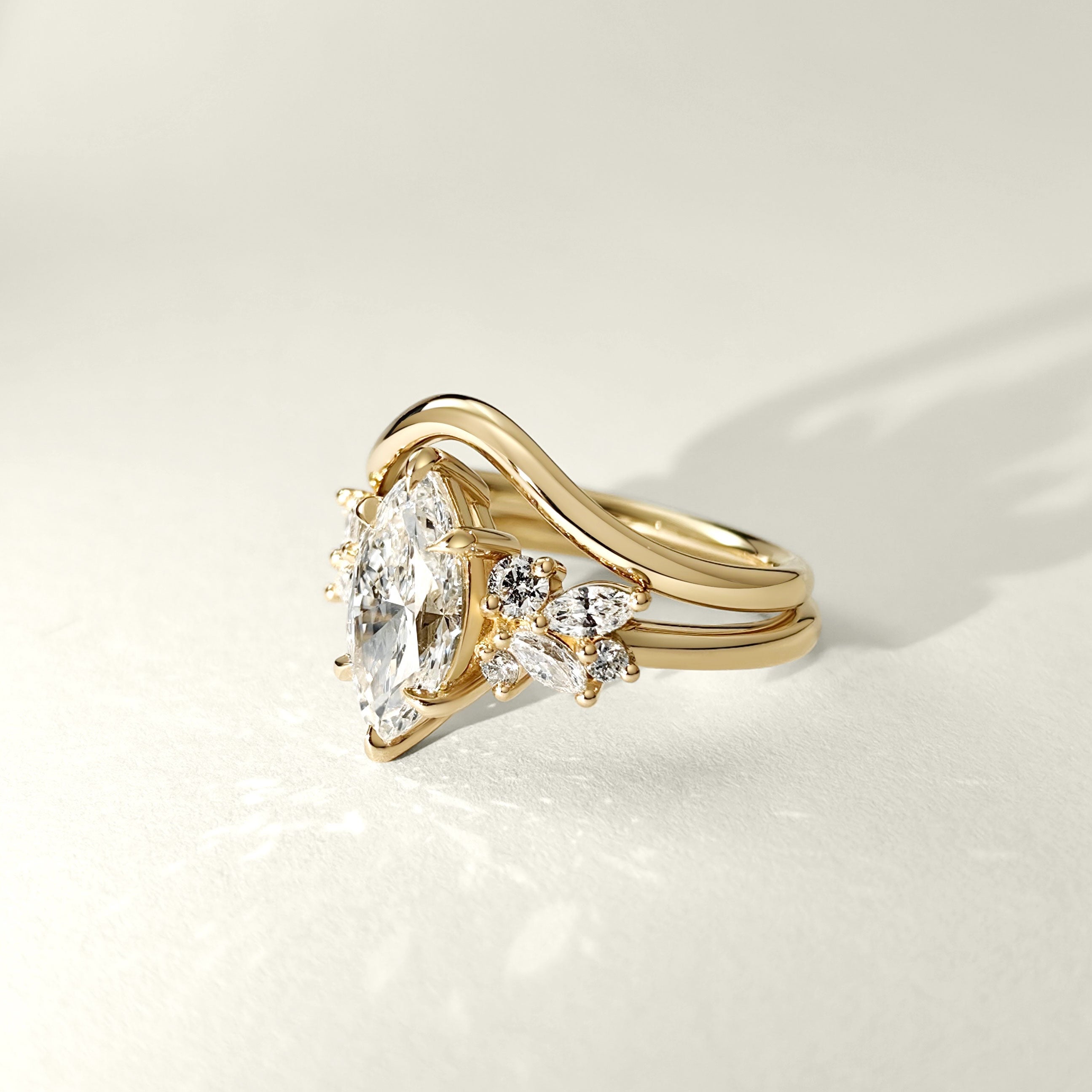Marquise Anna's Dream Cluster Engagement Ring, Moissanite/Lab Diamond