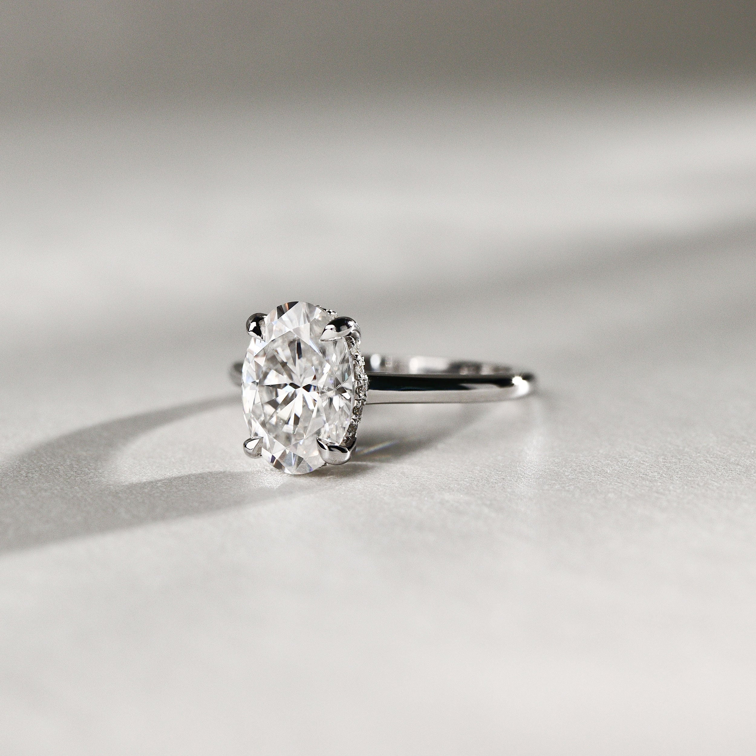 Ivy Oval Hidden Halo Engagement Ring, Moissanite/Lab Grown Diamond