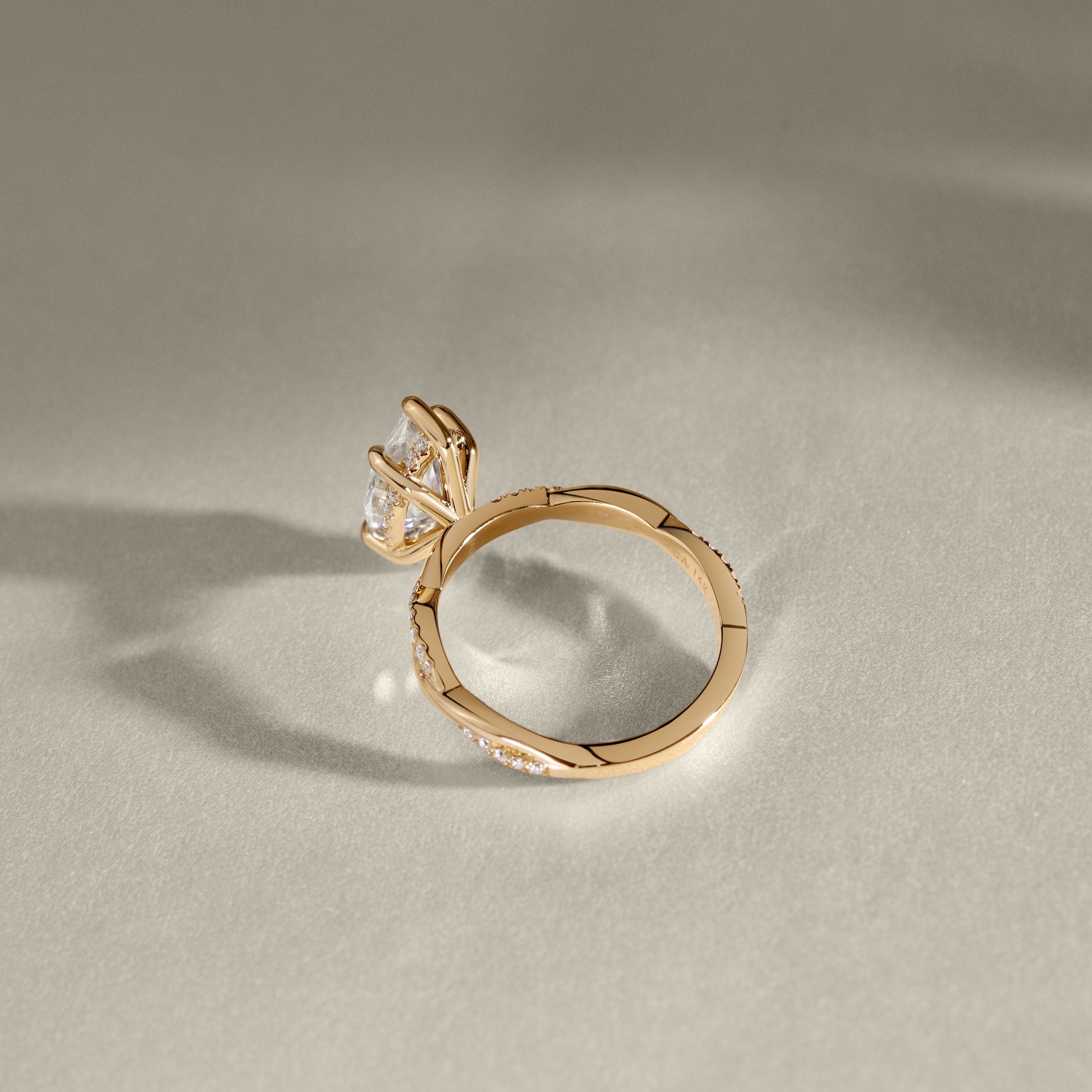 Julia Marquise Hidden Halo Twist Band Engagement Ring, High Set