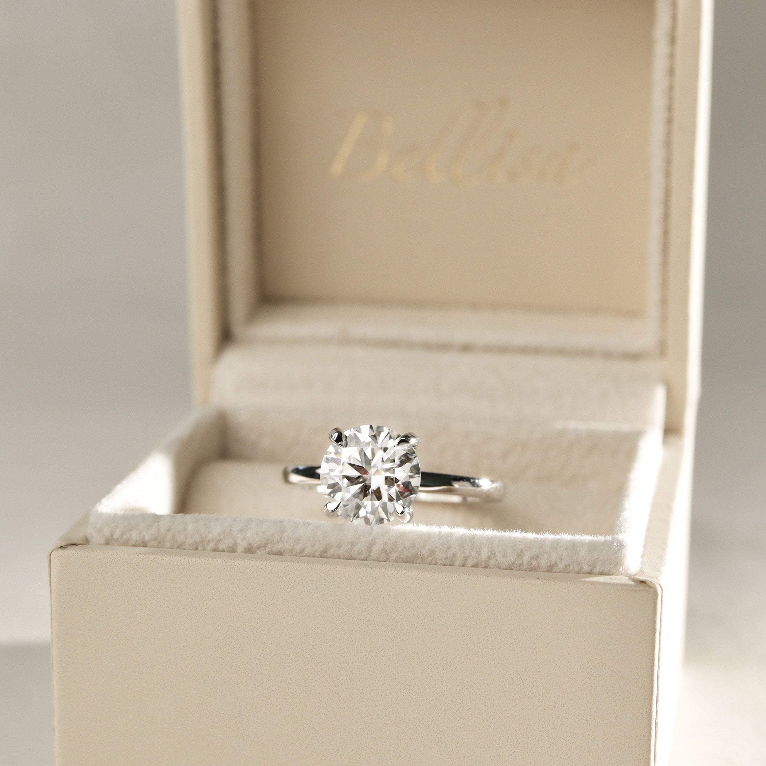 Chloe Round Cut Hidden Halo Engagement Ring, Moissanite/Lab Grown Diamond