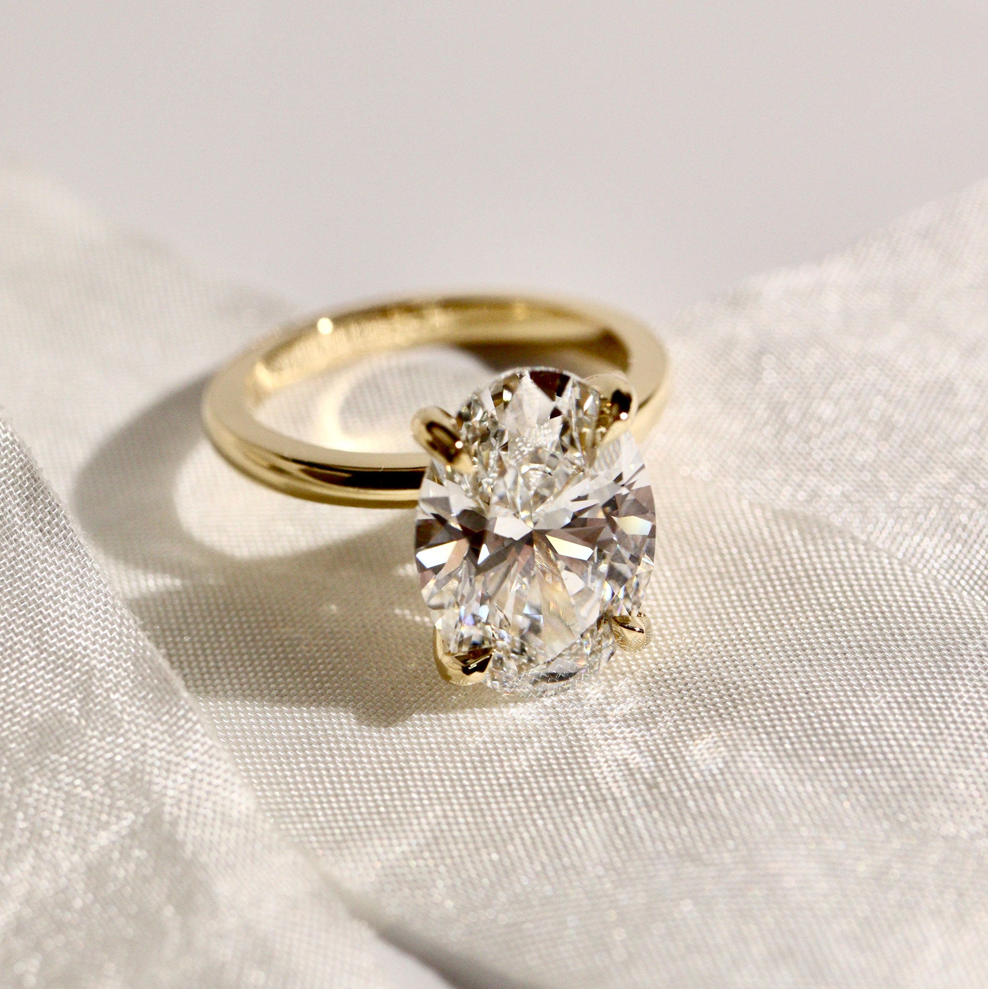 Calista Oval Cut Solitaire Engagement Ring, Moissanite/Lab Grown Diamond