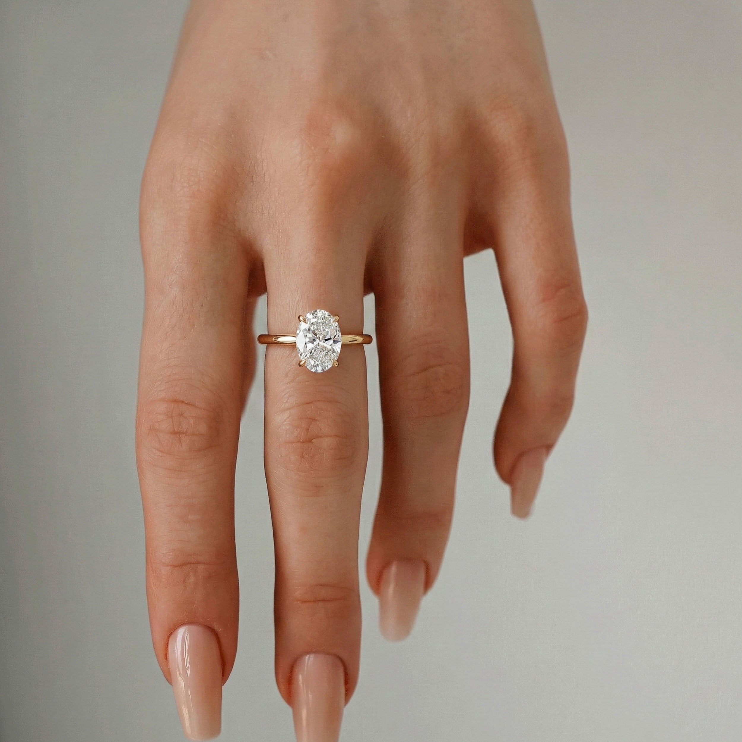 Chloe Oval Hidden Halo Engagement Ring, Moissanite/Lab Grown Diamond