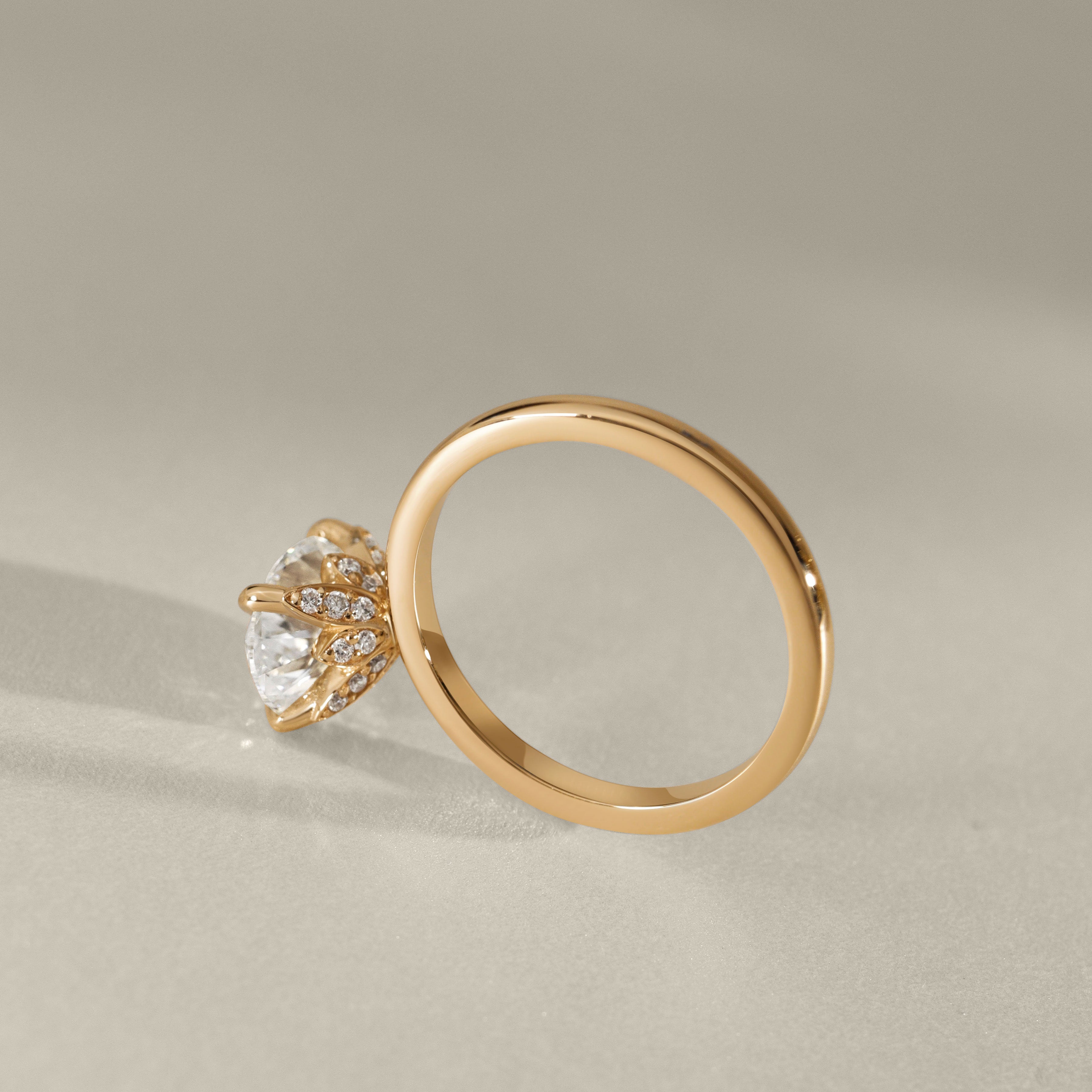 The Petal Oval Hidden Halo Engagement Ring, Moissanite/Lab Grown Diamond