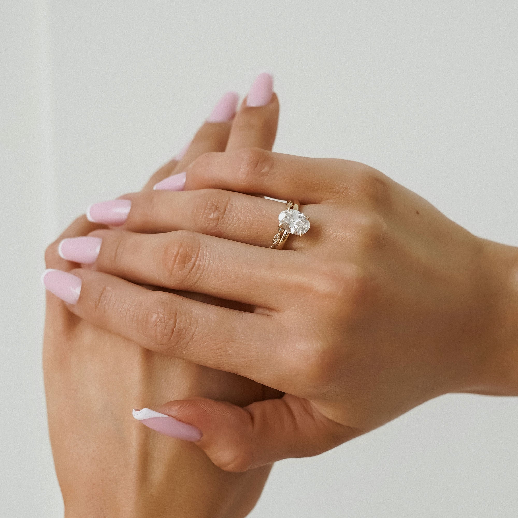 Oval Purity Petal Solitaire Engagement Ring, Moissanite/Lab Grown Diamond