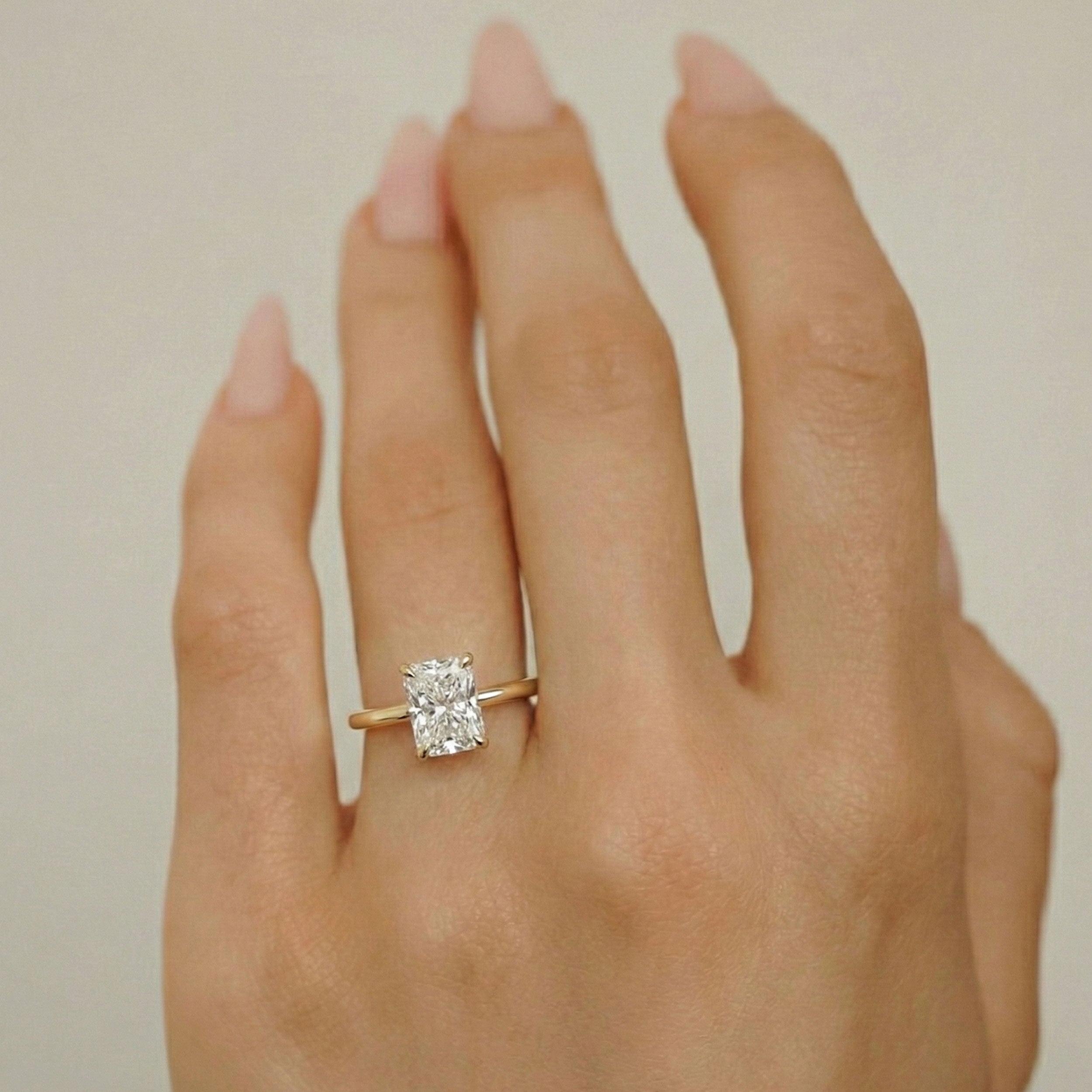 Chloe Radiant Hidden Halo Engagement Ring, High Set