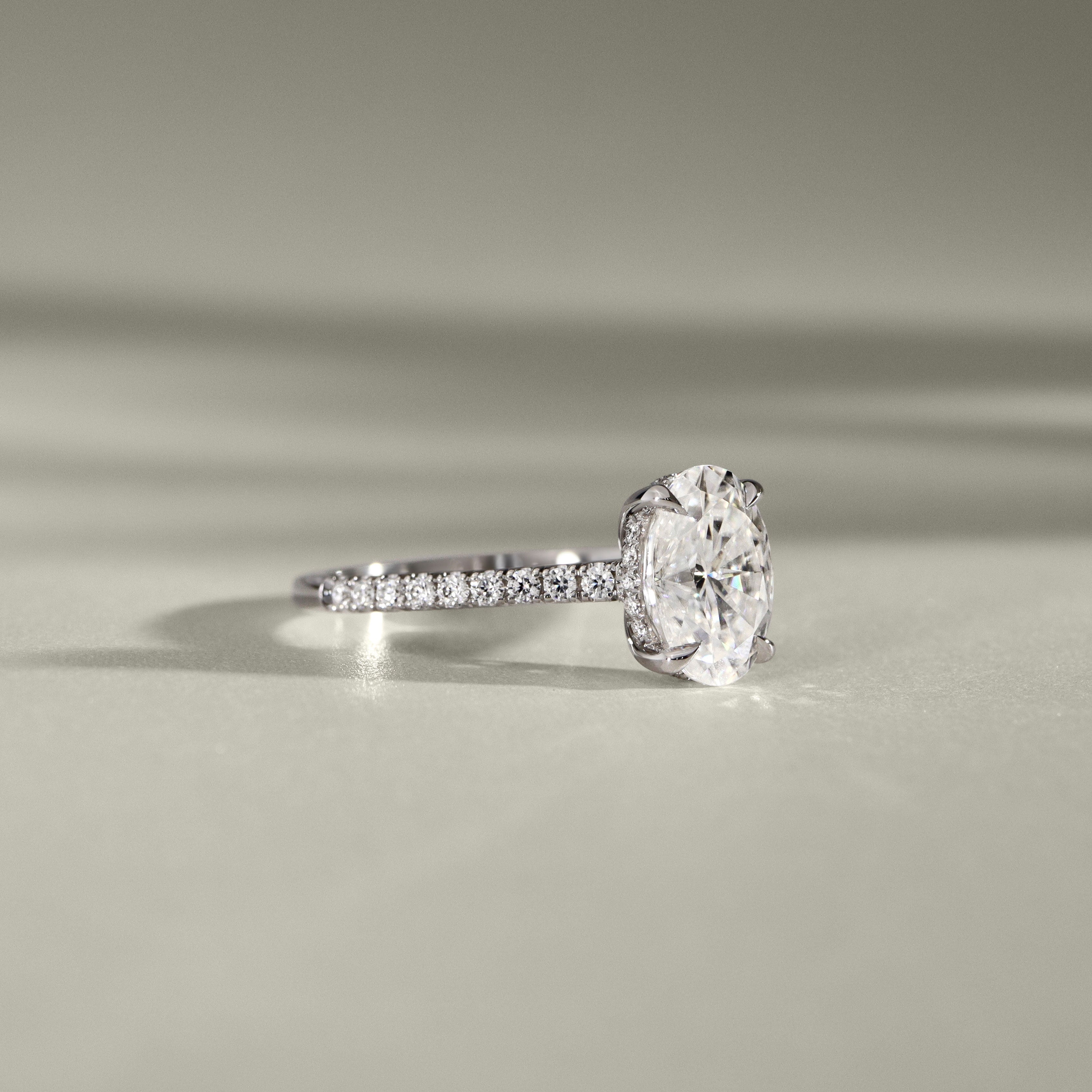 Riley Oval Hidden Halo Engagement Ring, Moissanite/Lab Grown Diamond