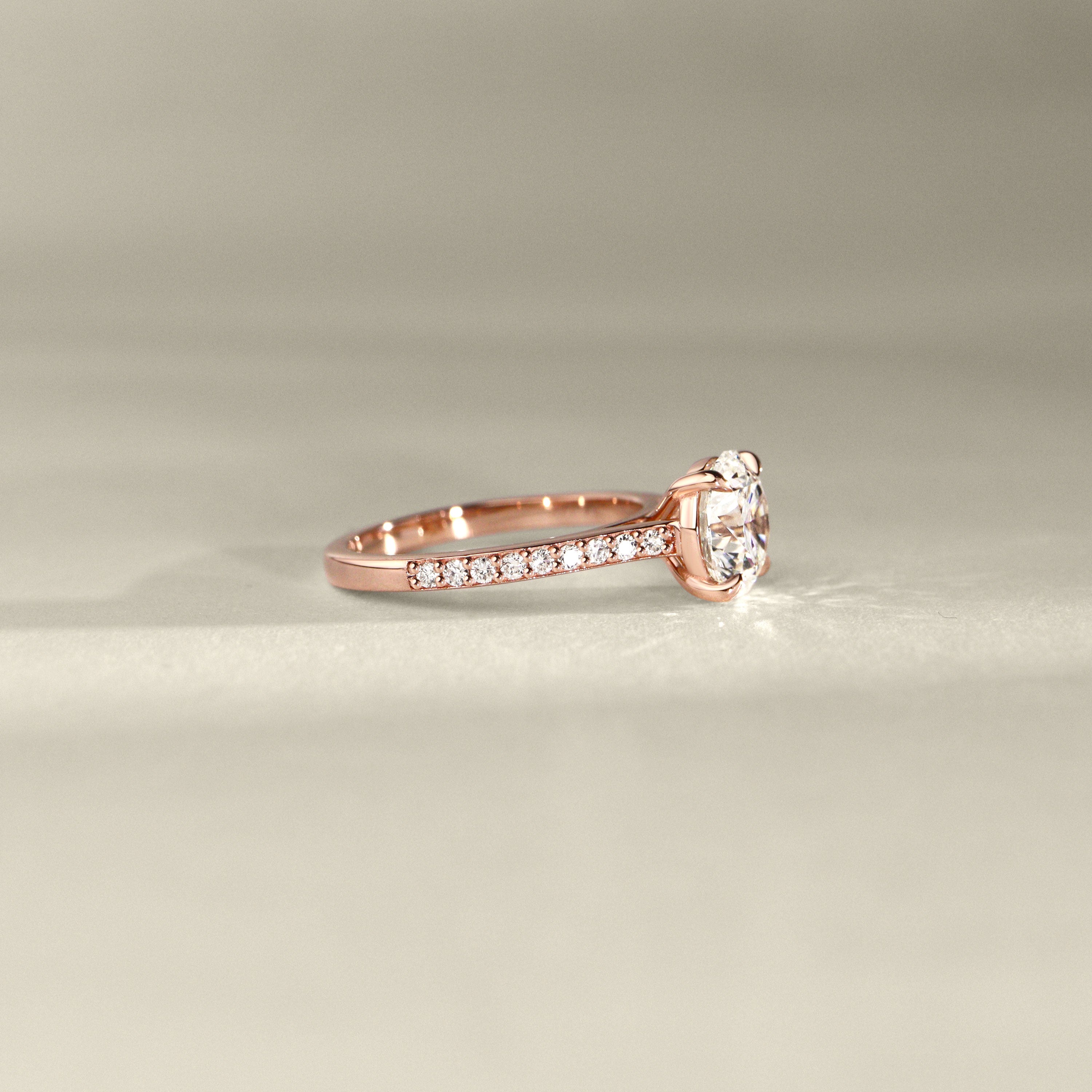 Bespoke #9180 - Round Cathedral Style Engagement Ring Set, 1.7ct Lab Grown Diamond