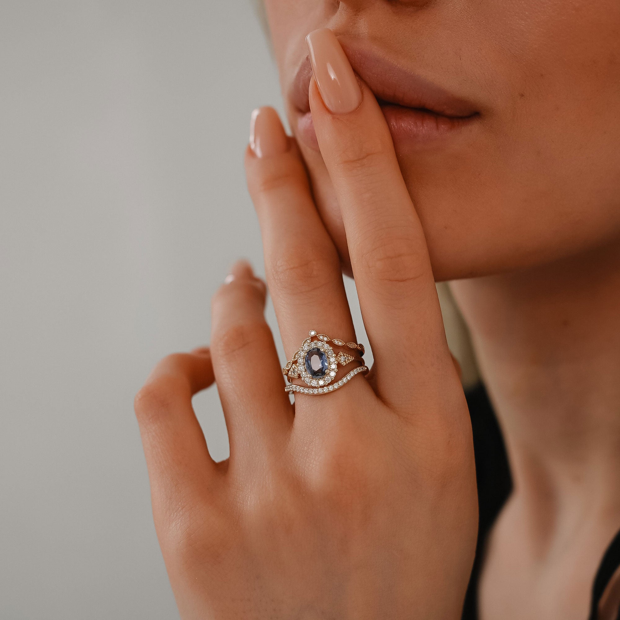 1920s Milgrain Marquise Dot V Curved Eternity Ring