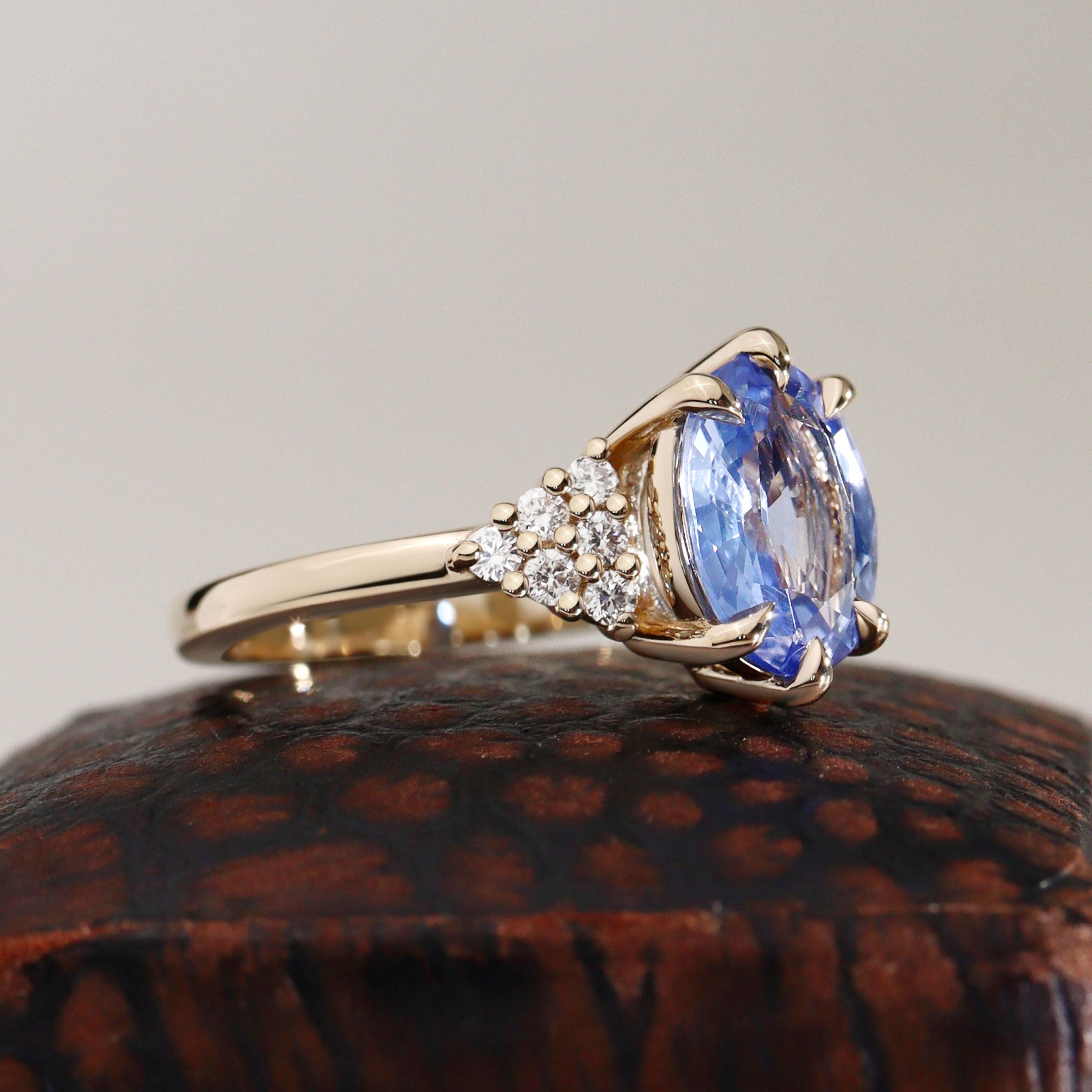 Emma Oval Natural Blue Sapphire Engagement Ring