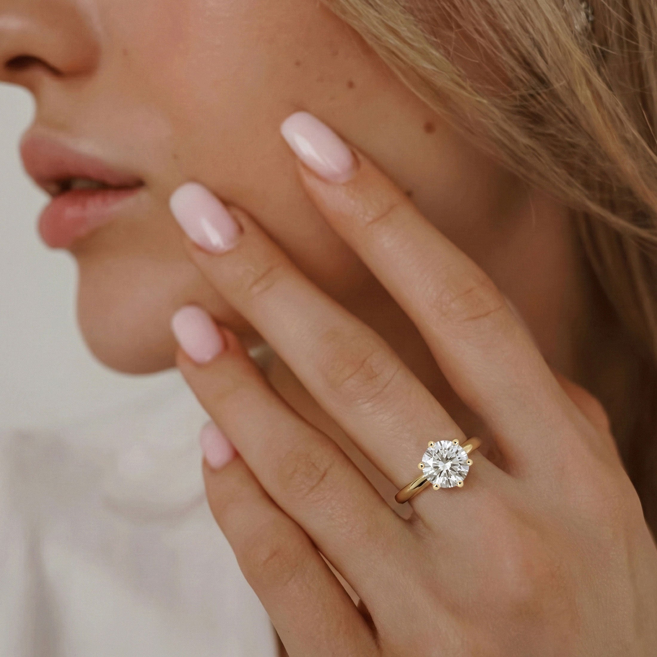 Jolie Round Trellis Solitaire Engagement Ring, Moissanite/Lab Grown Diamond