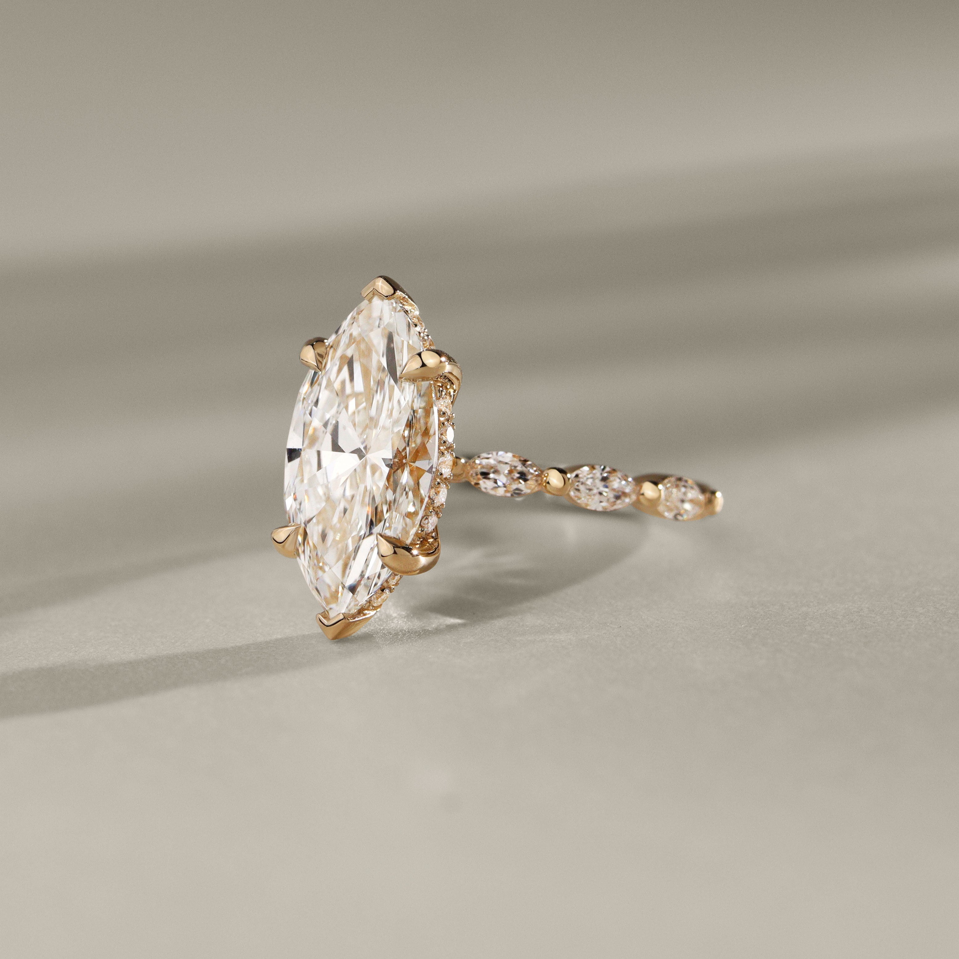 Avery Marquise Cut Hidden Halo Engagement Ring, Marquise Band