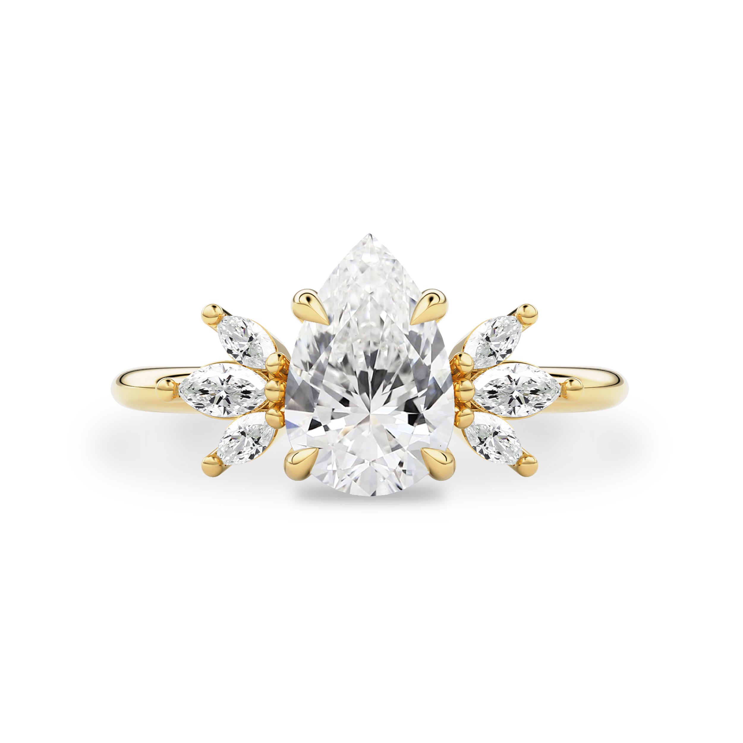 Wings of Love Pear Cut Marquise Cluster Engagement Ring