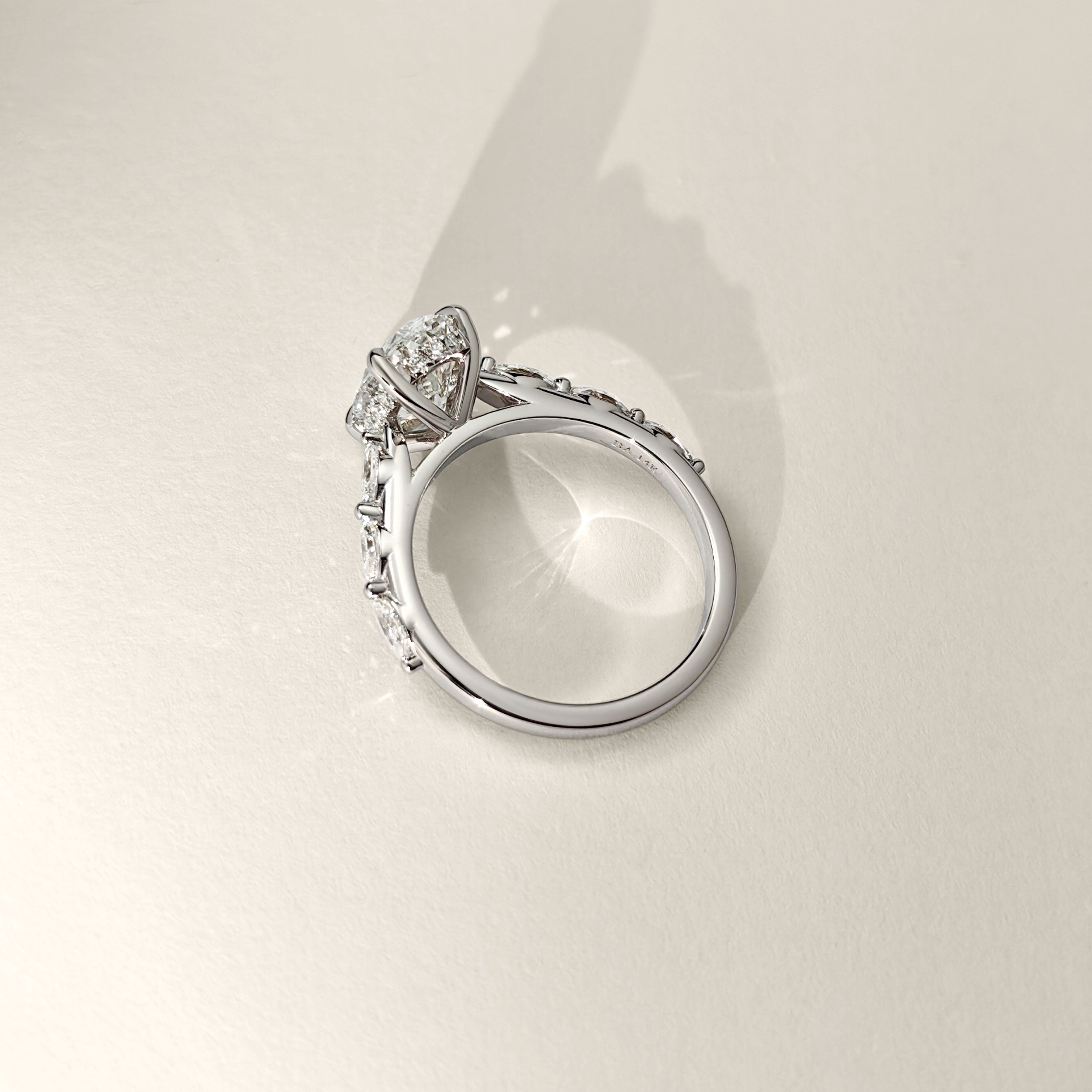 Emilia Oval Cut Marquise Band Engagement Ring, Moissanite/Lab Grown Diamond