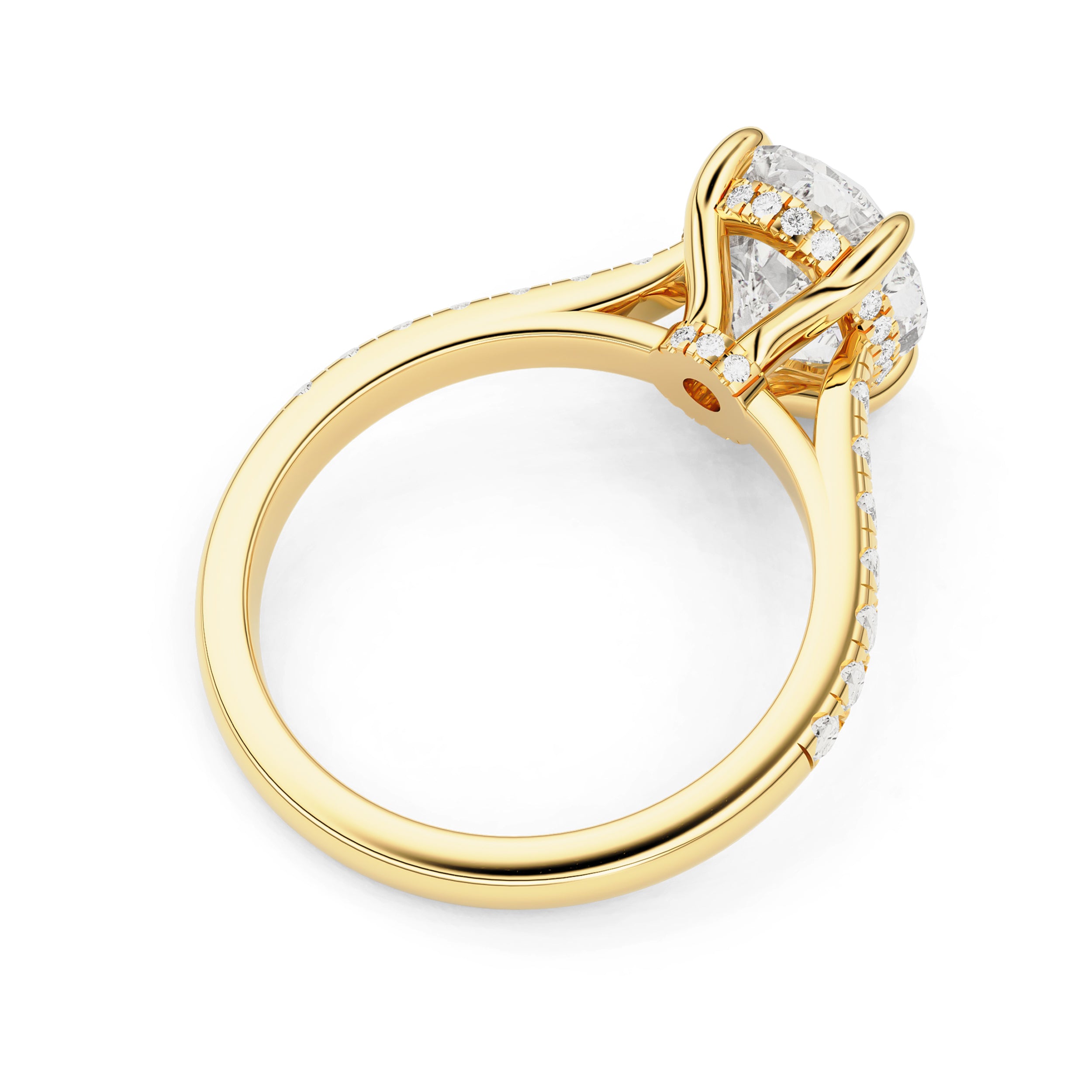 Lily Oval Double Hidden Halo Cathedral Engagement Ring