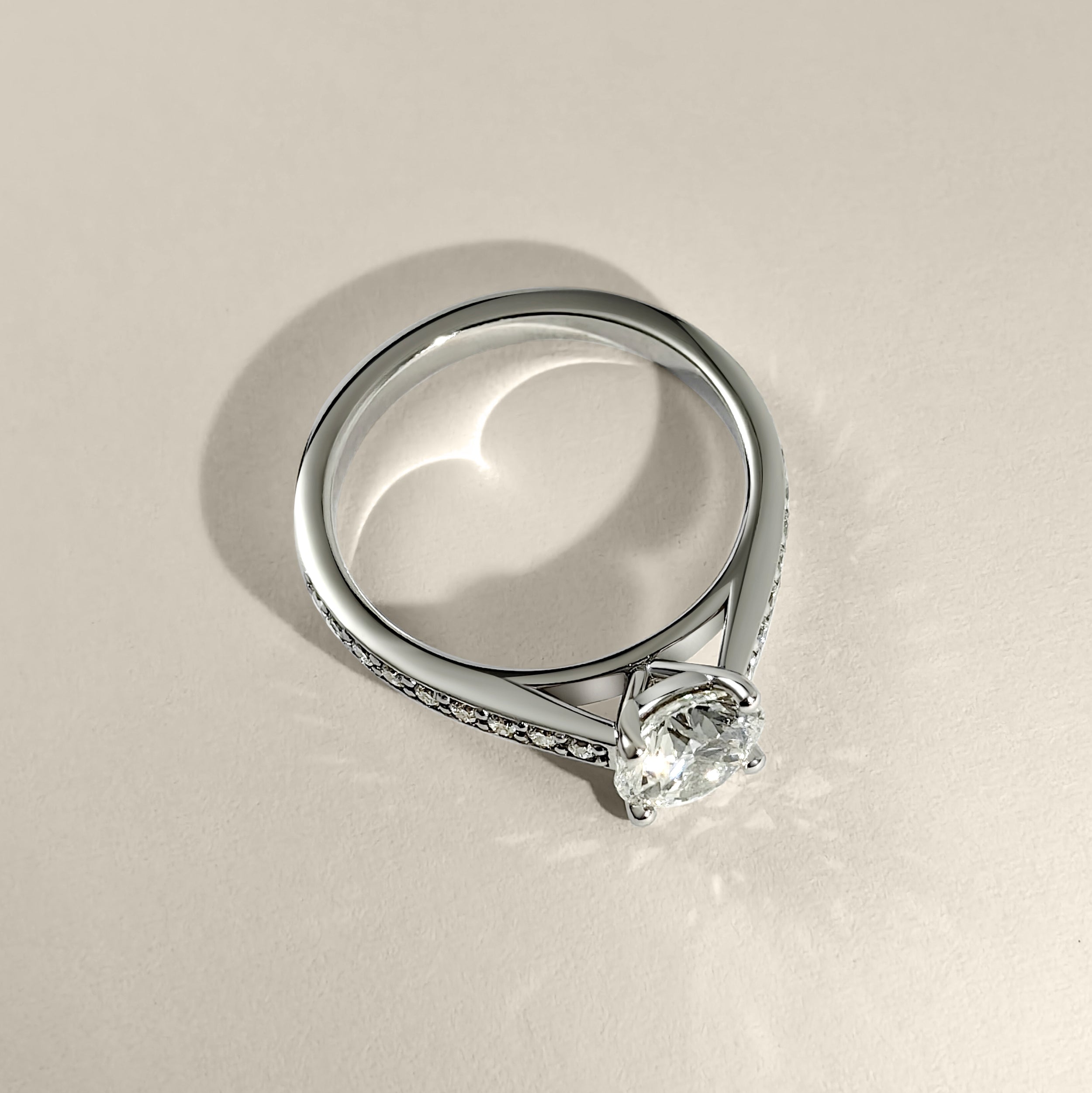 1ct round-lab-diamond-Round-Cathedral-Pavé-Engagement-Ring-in-white-gold