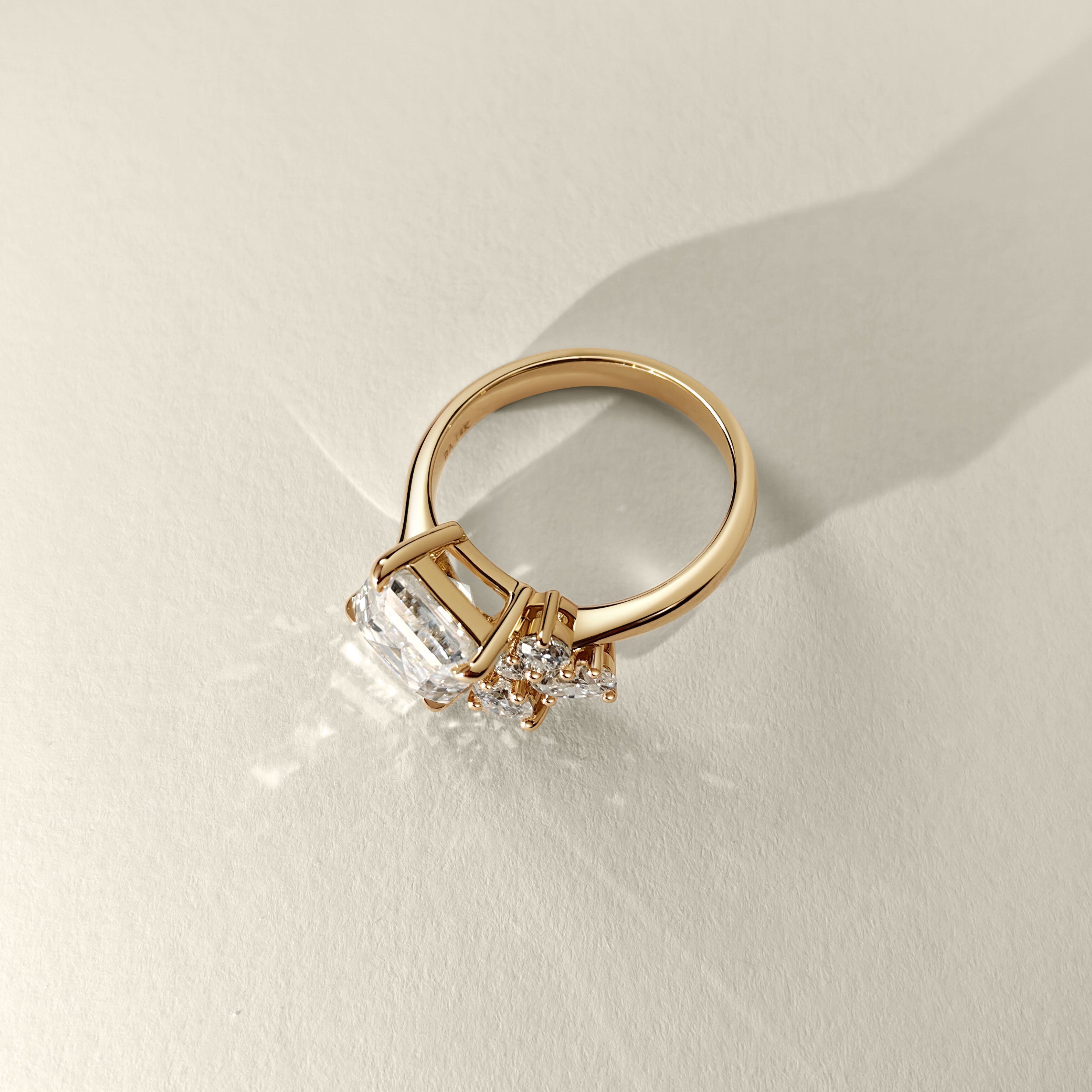 Hera Asymmetrical Cluster Engagement Ring, Moissanite/Lab Diamond