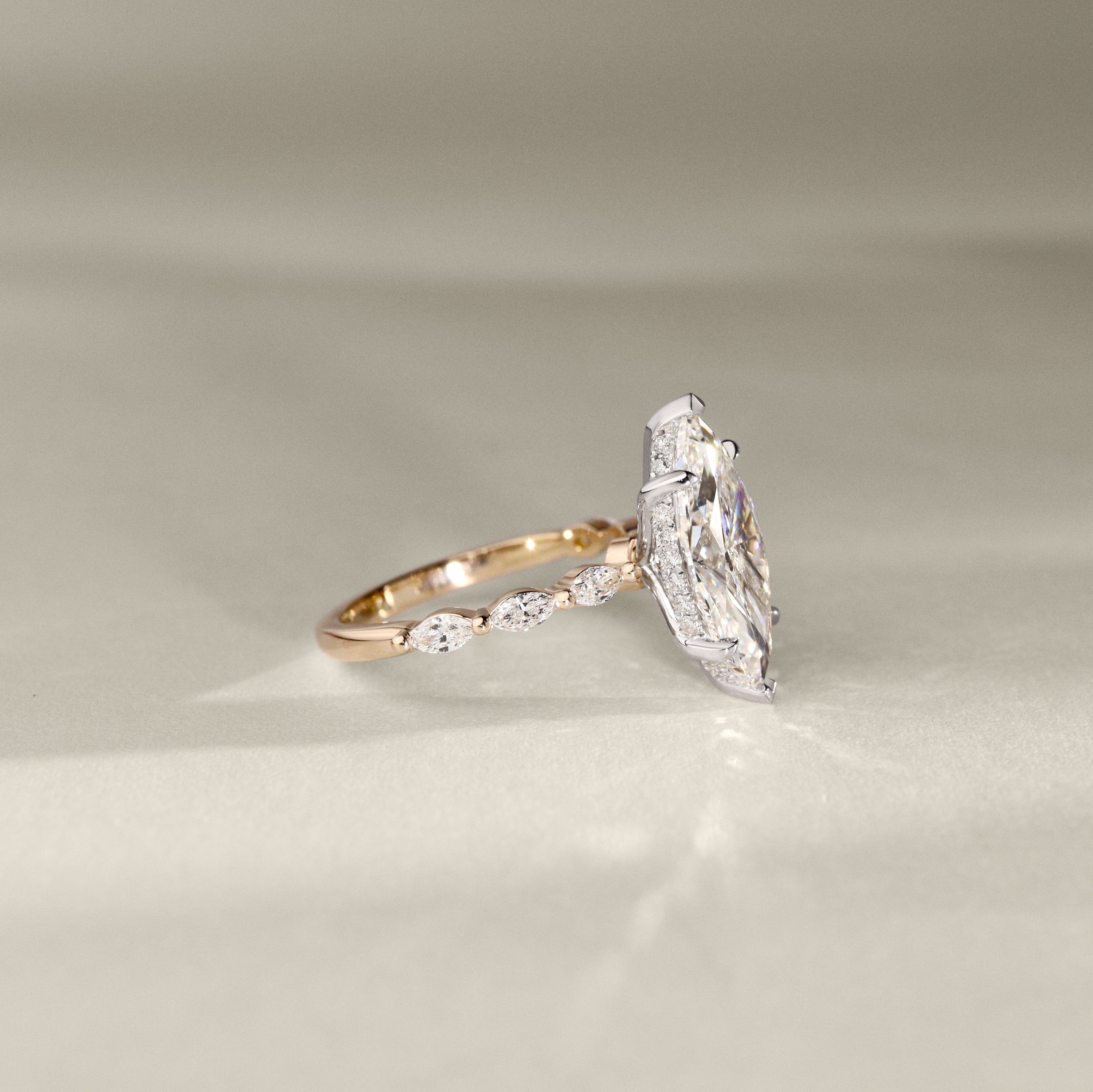 Avery Marquise Cut Hidden Halo Engagement Ring, Marquise Band