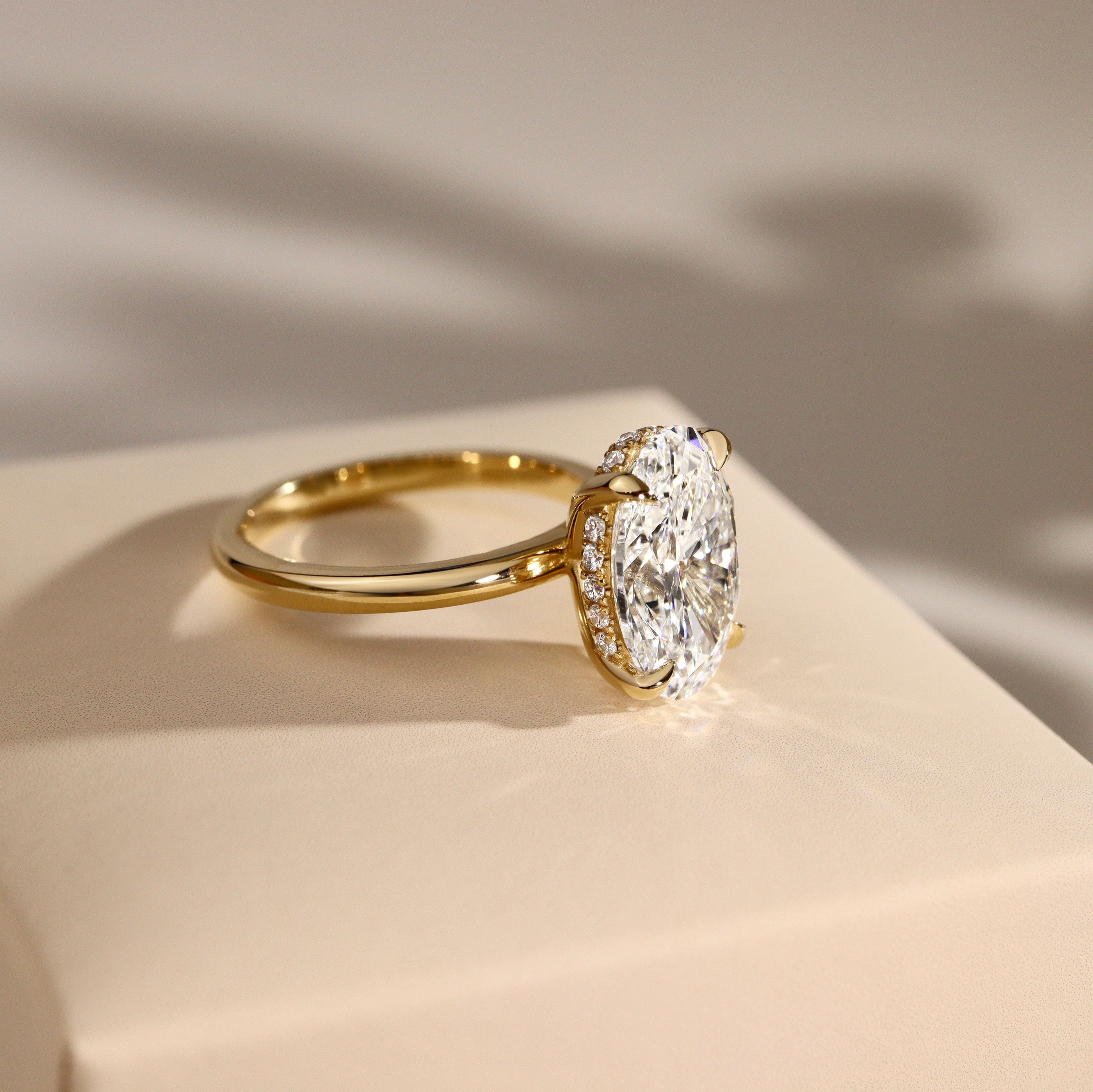 Chloe Oval Hidden Halo Engagement Ring, Moissanite/Lab Grown Diamond