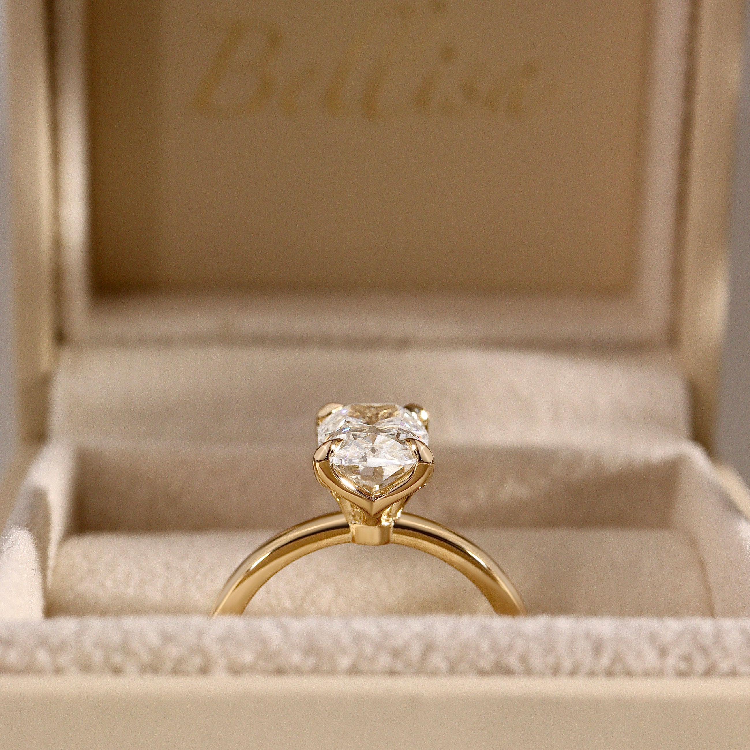 Purity Elongated Cushion Petal Solitaire Engagement Ring, Moissanite/Lab Grown Diamond