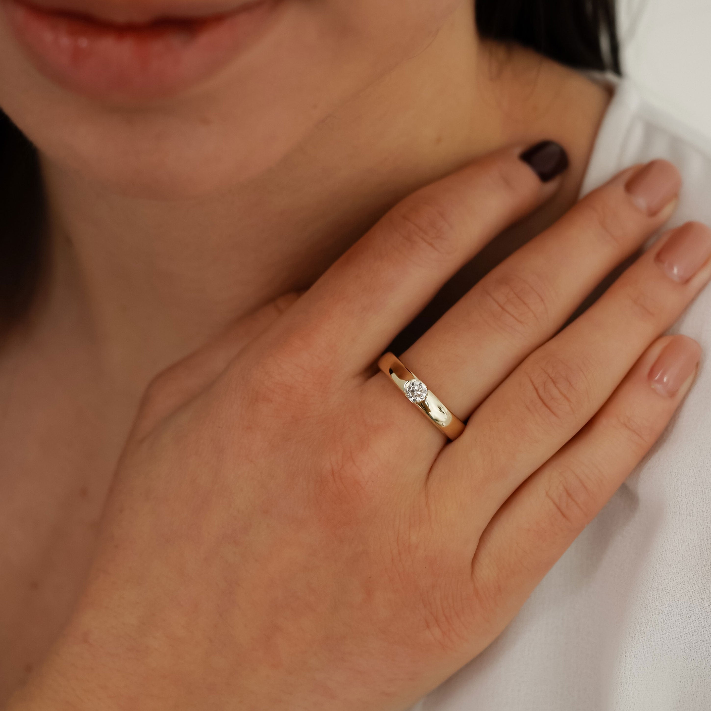 4mm Flush Set Forever Wedding Band, 14k Gold