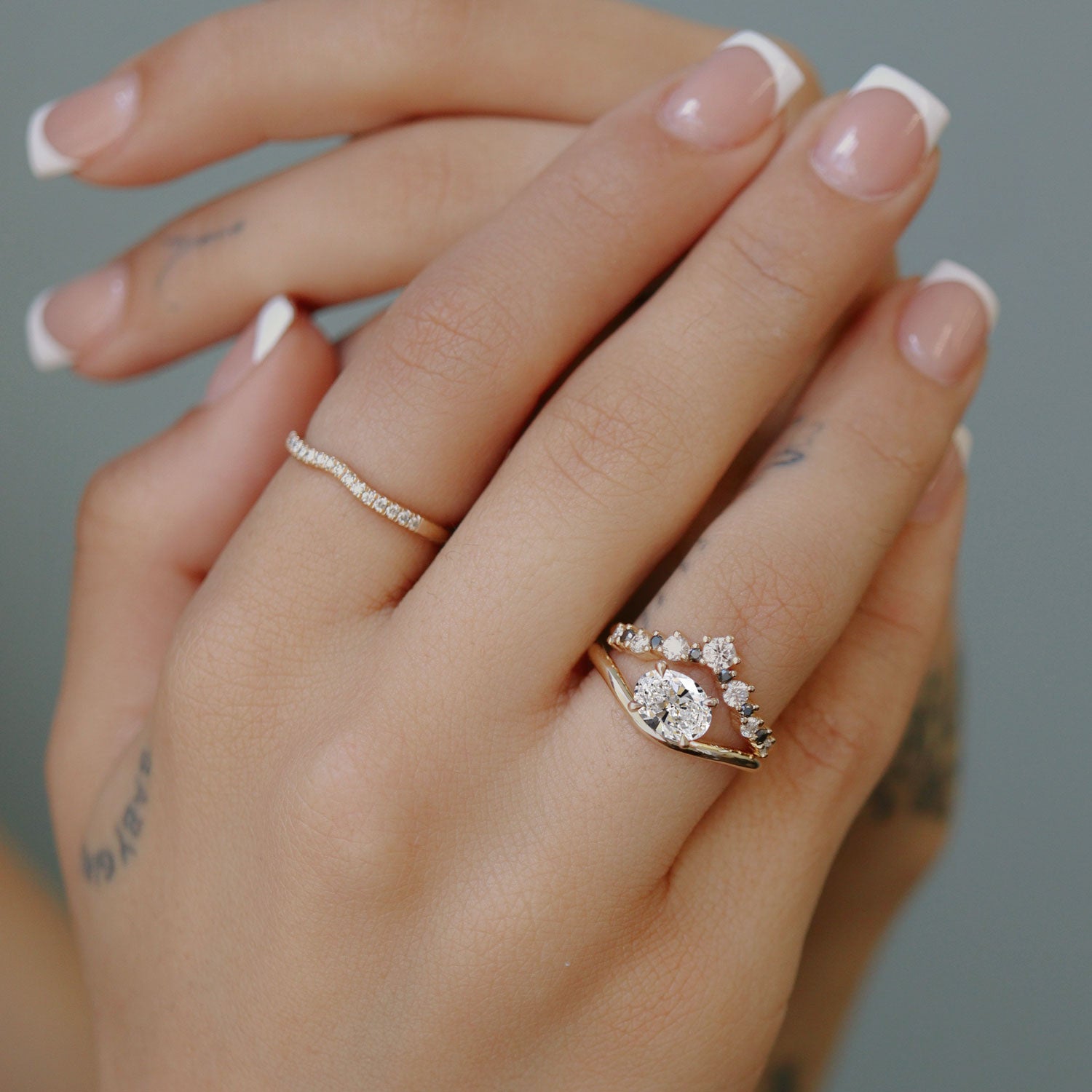 Orla Curved Band Solitaire Engagement Ring, Oval Cut