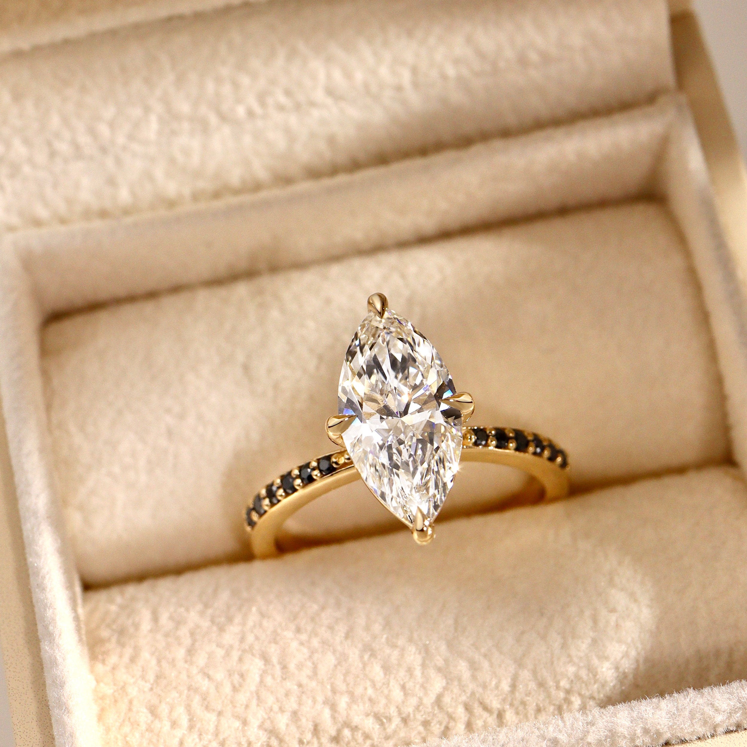 Beloved Marquise Cut Engagement Ring, Compass Oriented Prongs