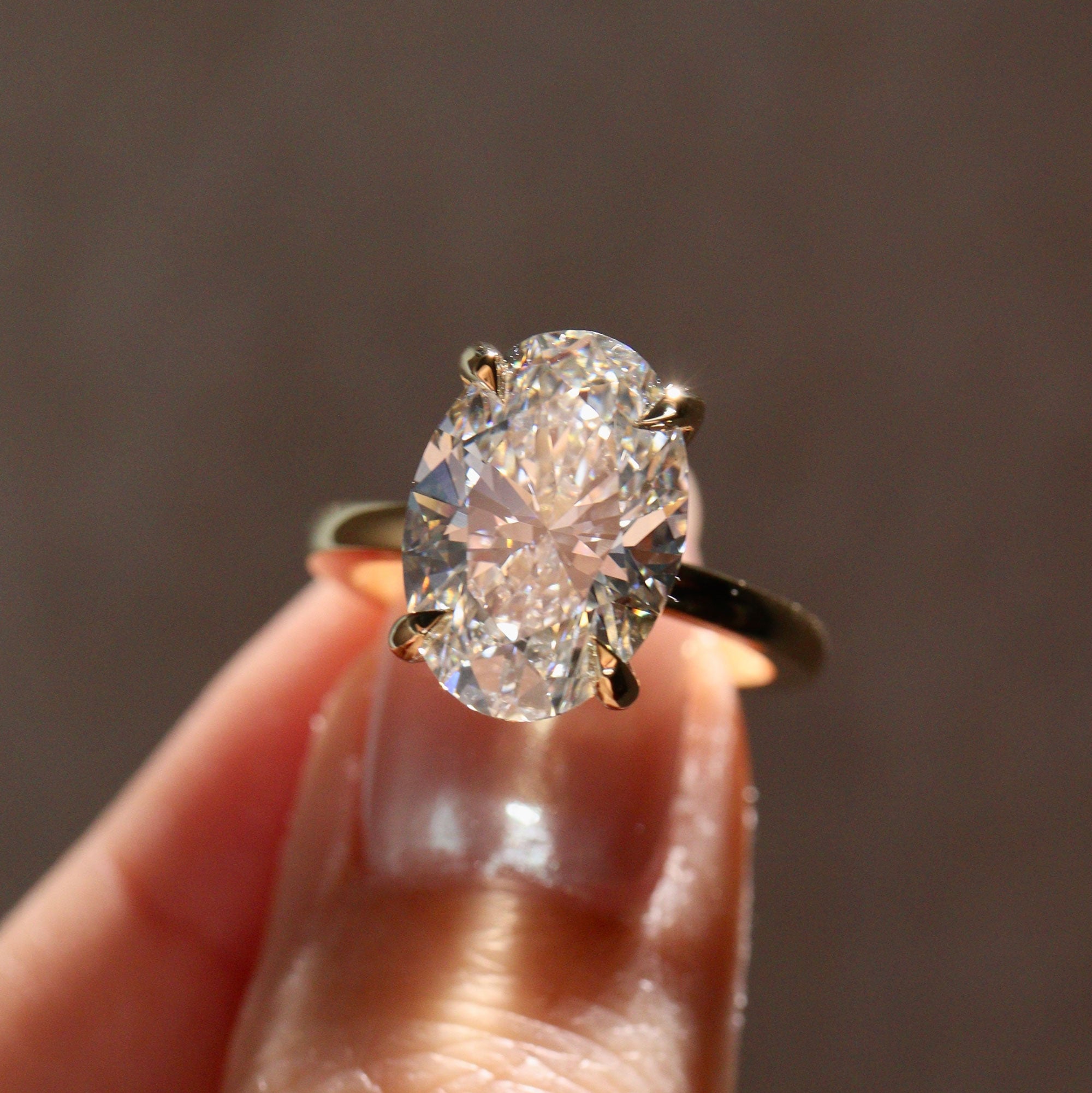 Calista Oval Cut Solitaire Engagement Ring, Moissanite/Lab Grown Diamond