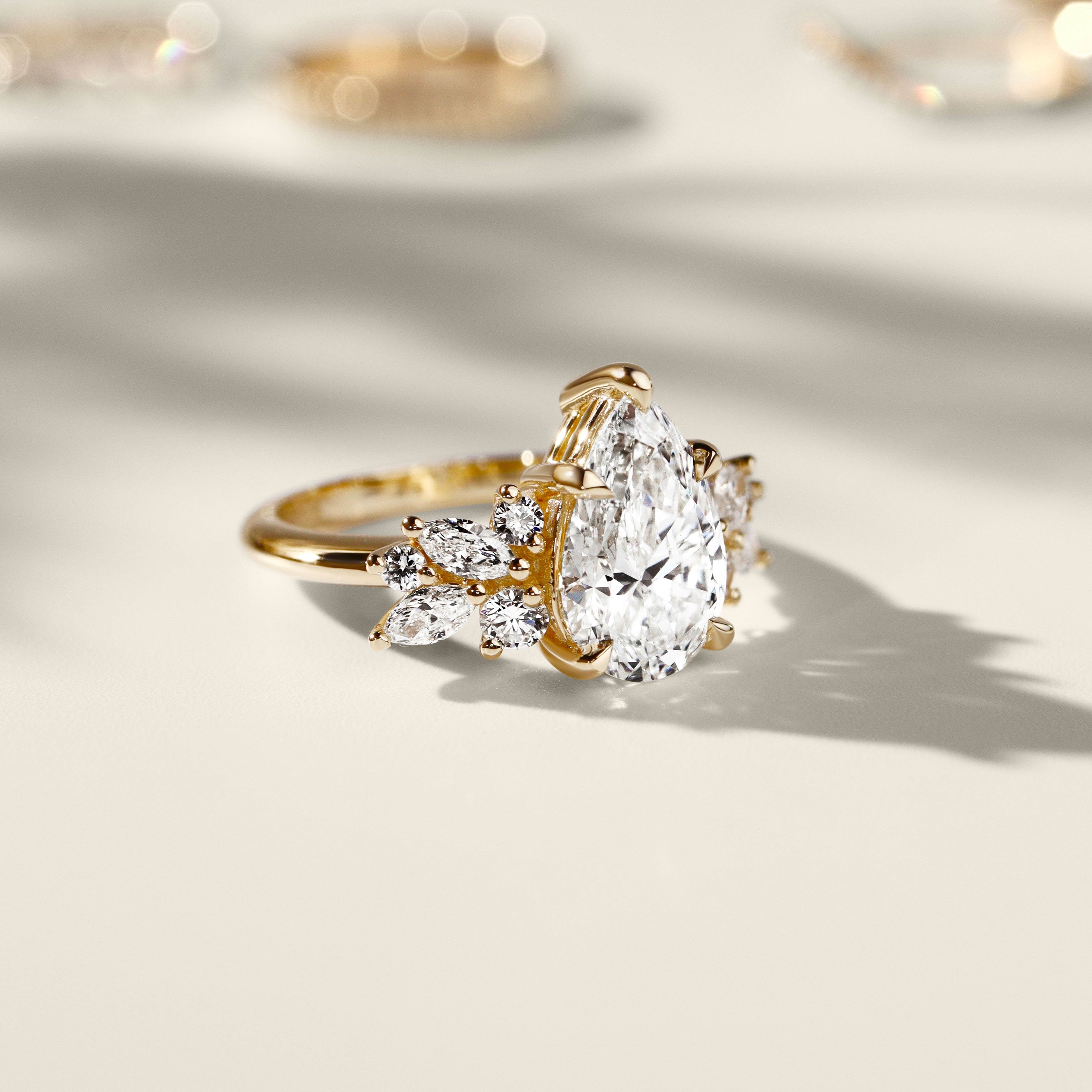 Pear Anna's Dream Engagement Ring, Pear With Marquise