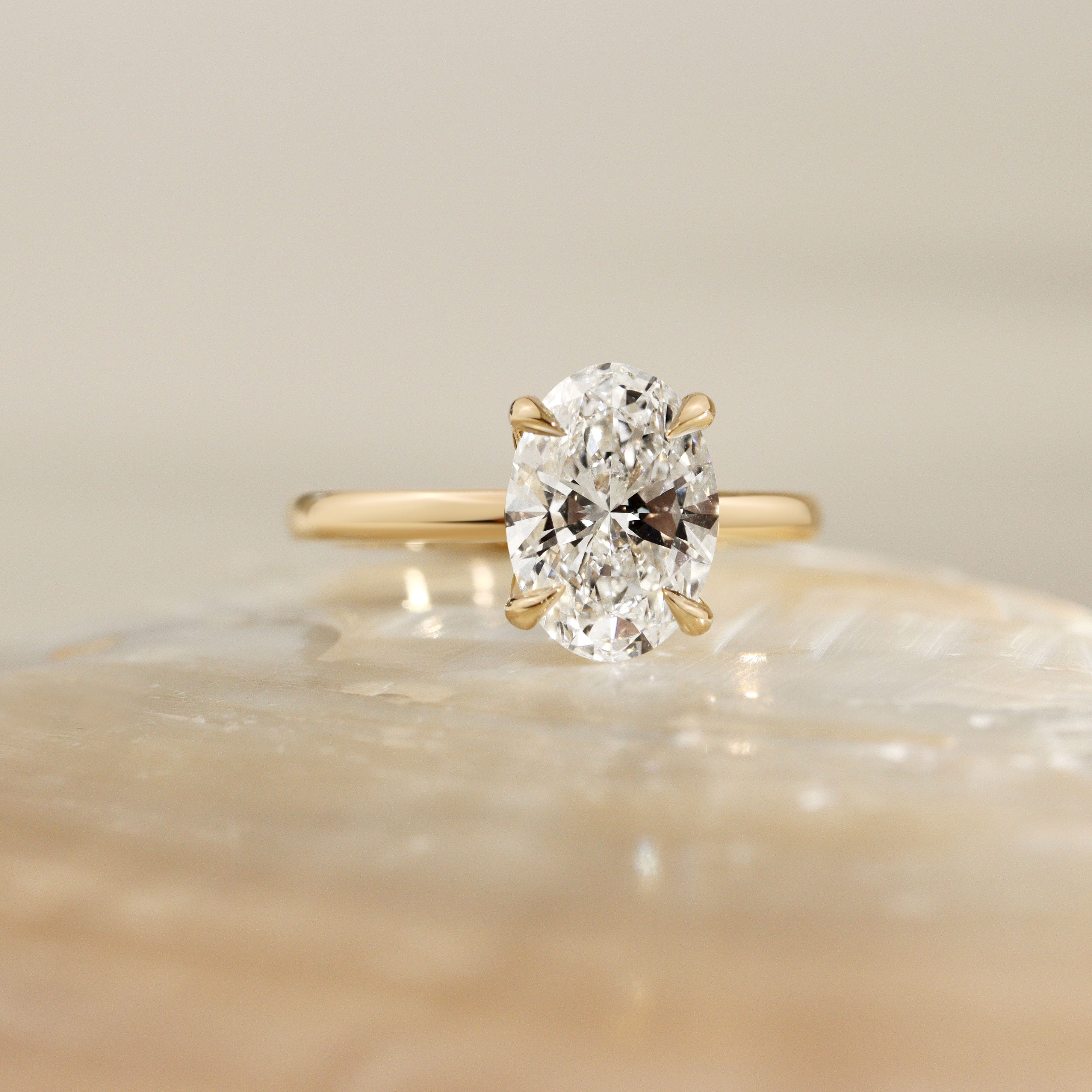 The Petal Oval Hidden Halo Engagement Ring, Moissanite/Lab Grown Diamond