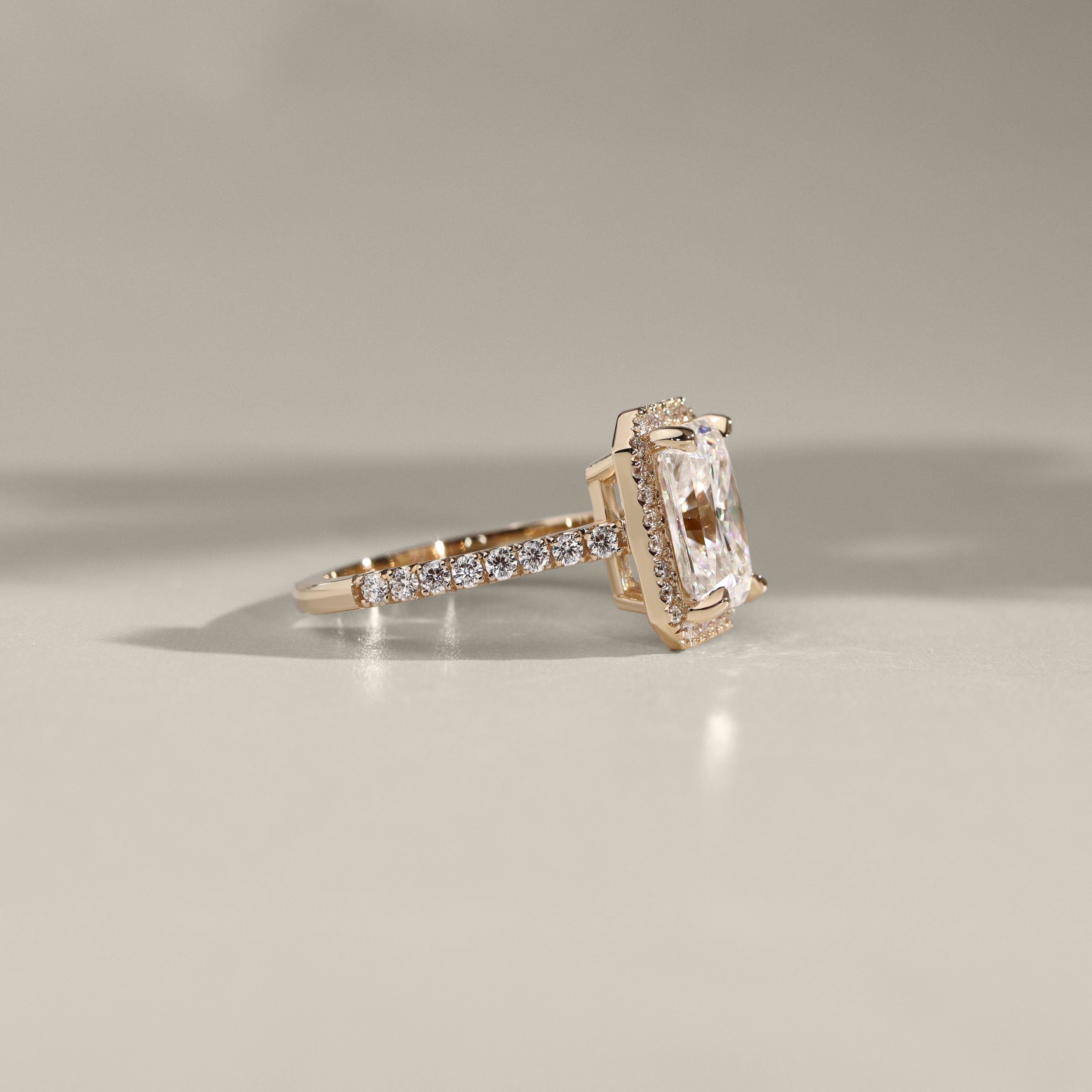 Bespoke #9164 - Custom Halo Engagement Ring w/ Cathedral Shank