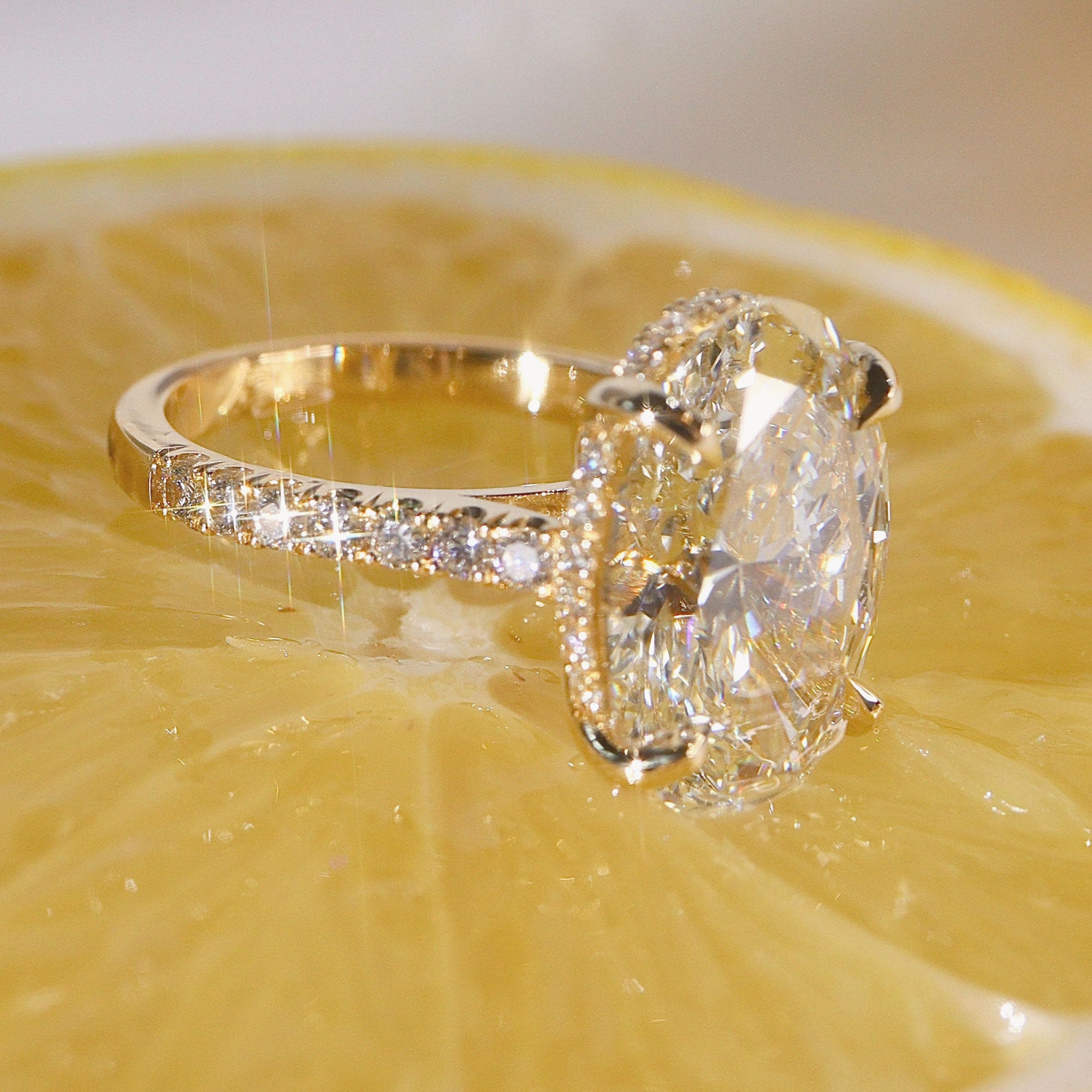 Riley Oval Hidden Halo Engagement Ring, Moissanite/Lab Grown Diamond