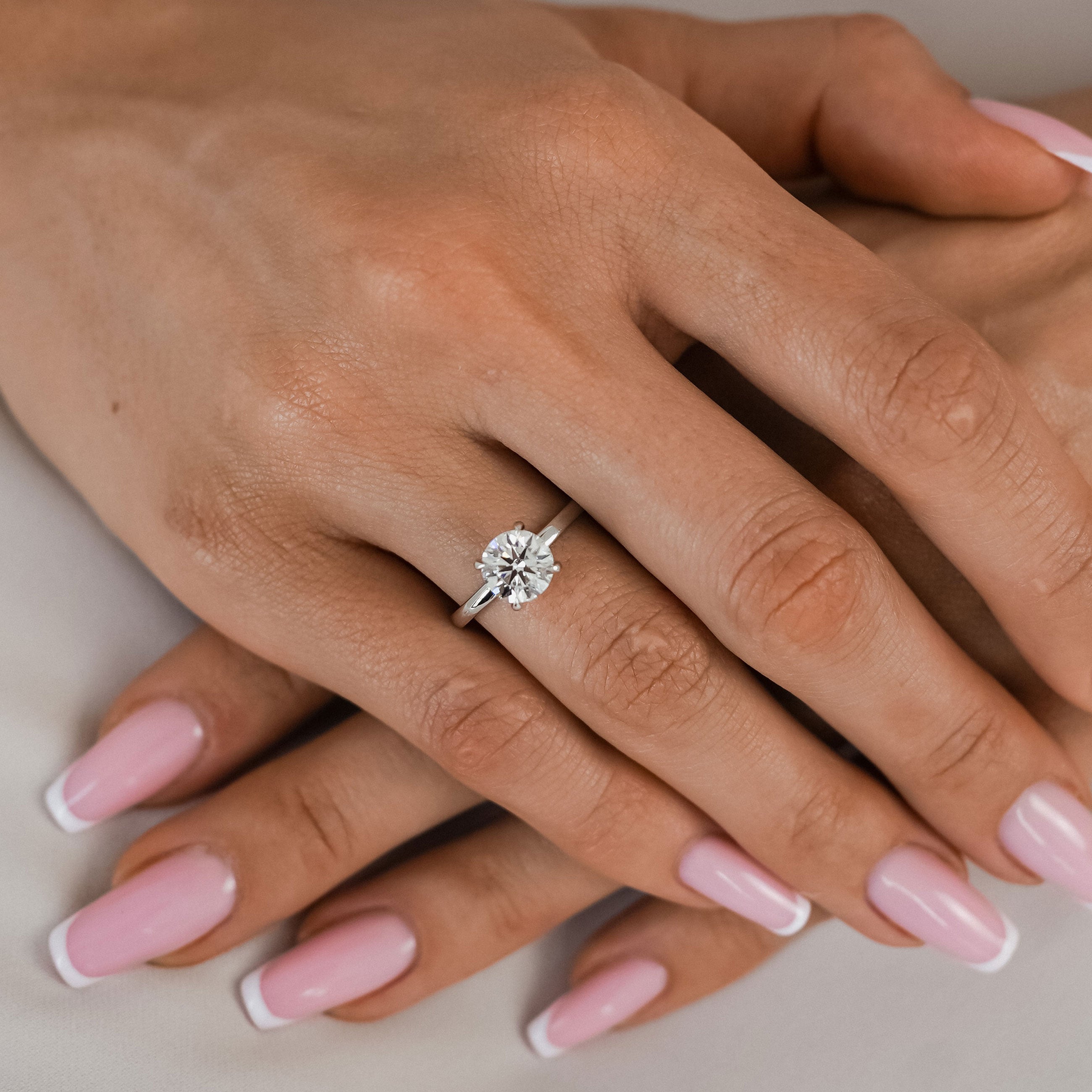 Chloe Round Cut Hidden Halo Engagement Ring, Moissanite/Lab Grown Diamond