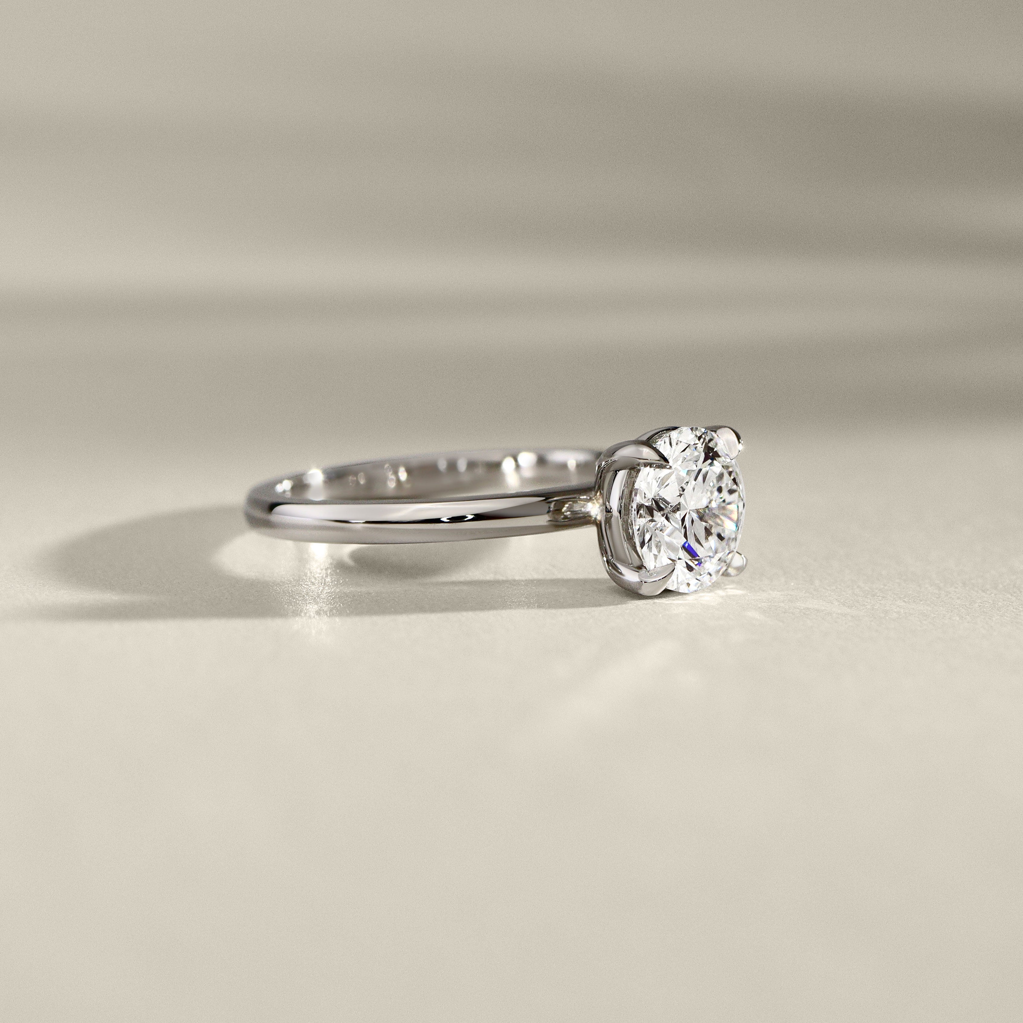 Chloe Round Cut Hidden Halo Engagement Ring, Moissanite/Lab Grown Diamond