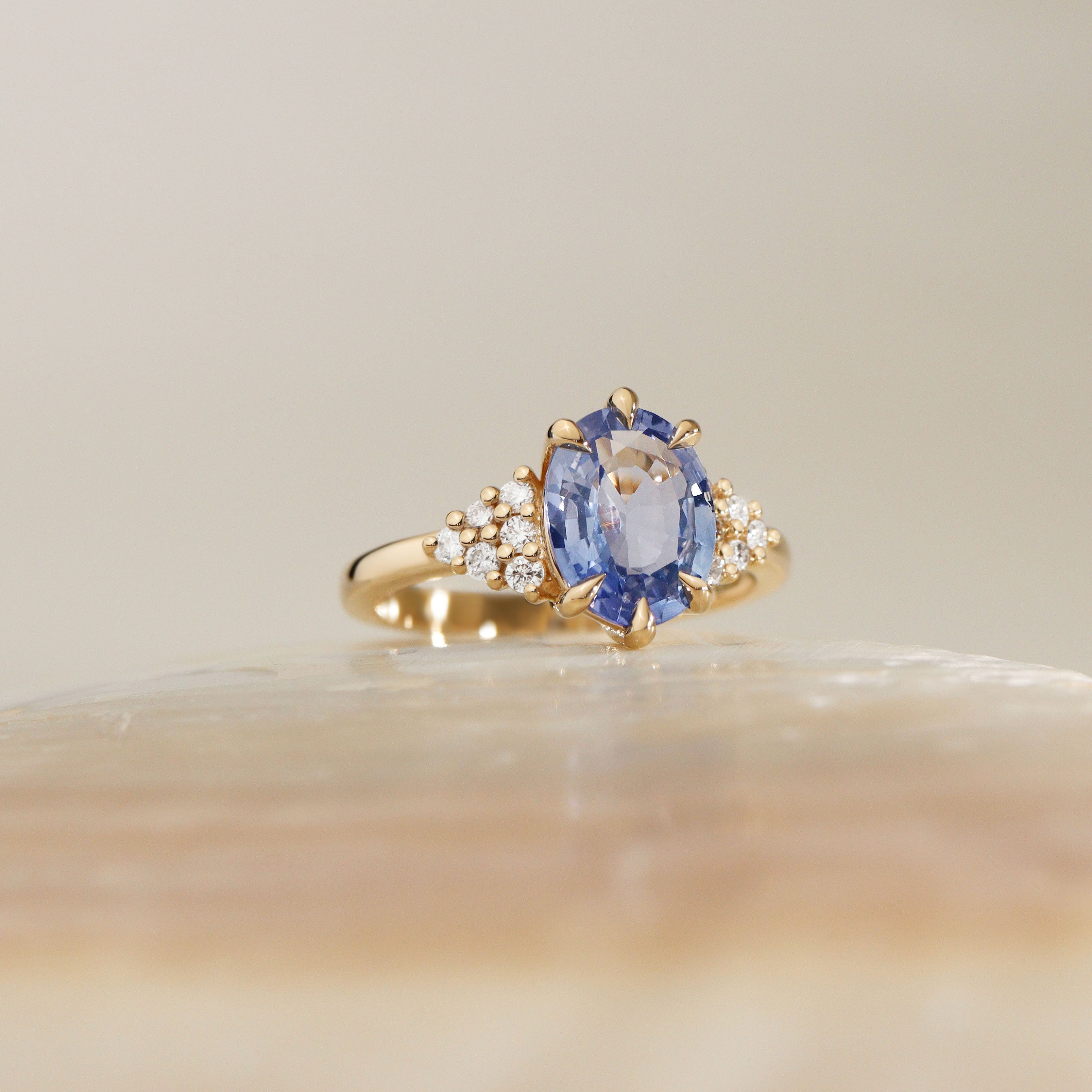 Emma Oval Natural Blue Sapphire Engagement Ring