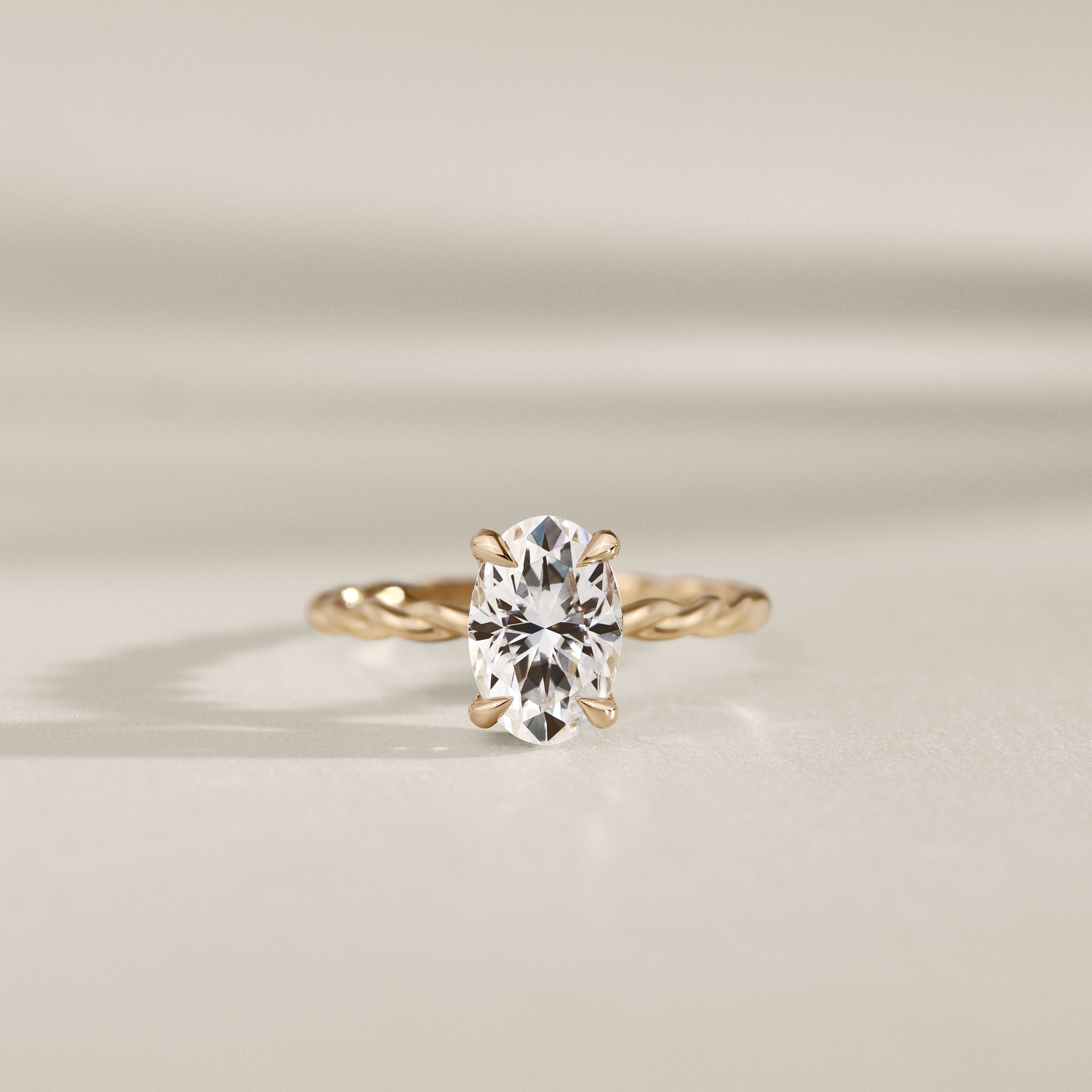 Amara Rope Oval Hidden Halo Engagement Ring, Moissanite/Lab Grown Diamond