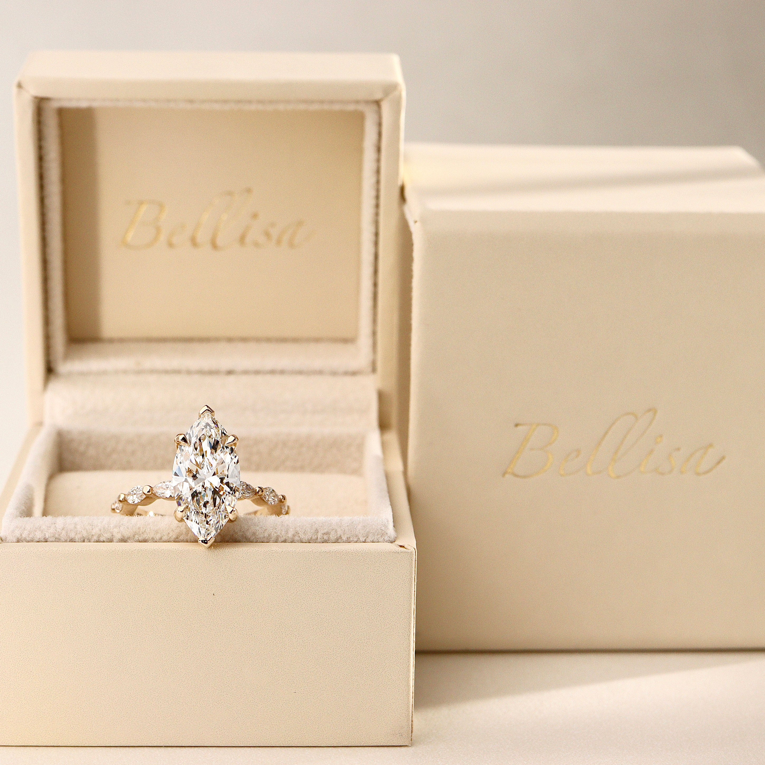 Avery Marquise Cut Hidden Halo Engagement Ring, Marquise Band