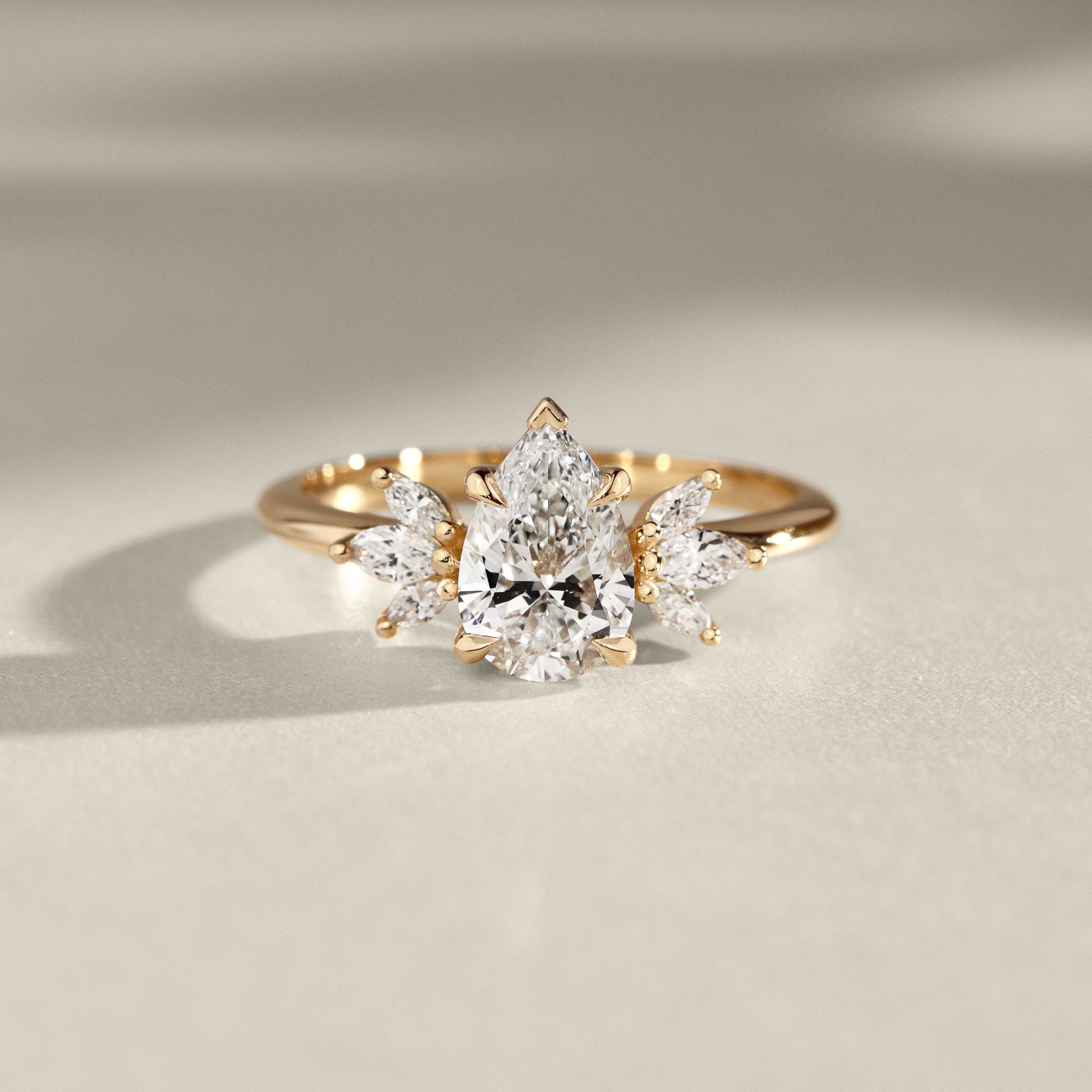 Wings of Love Engagement Ring, Pear Brilliant With Marquise