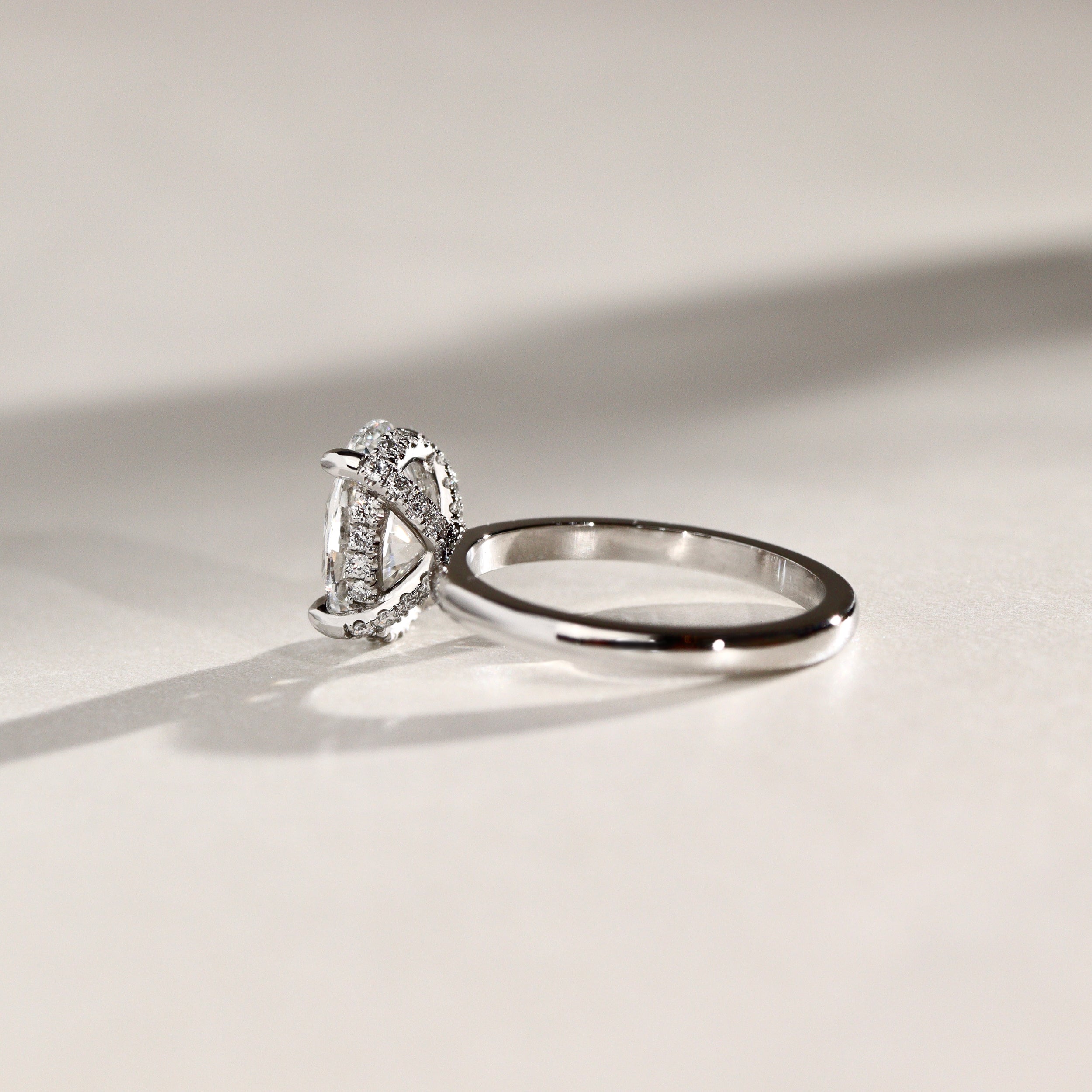 Kamila Oval Pavé Crown Engagement Ring, Moissanite/Lab Grown Diamond