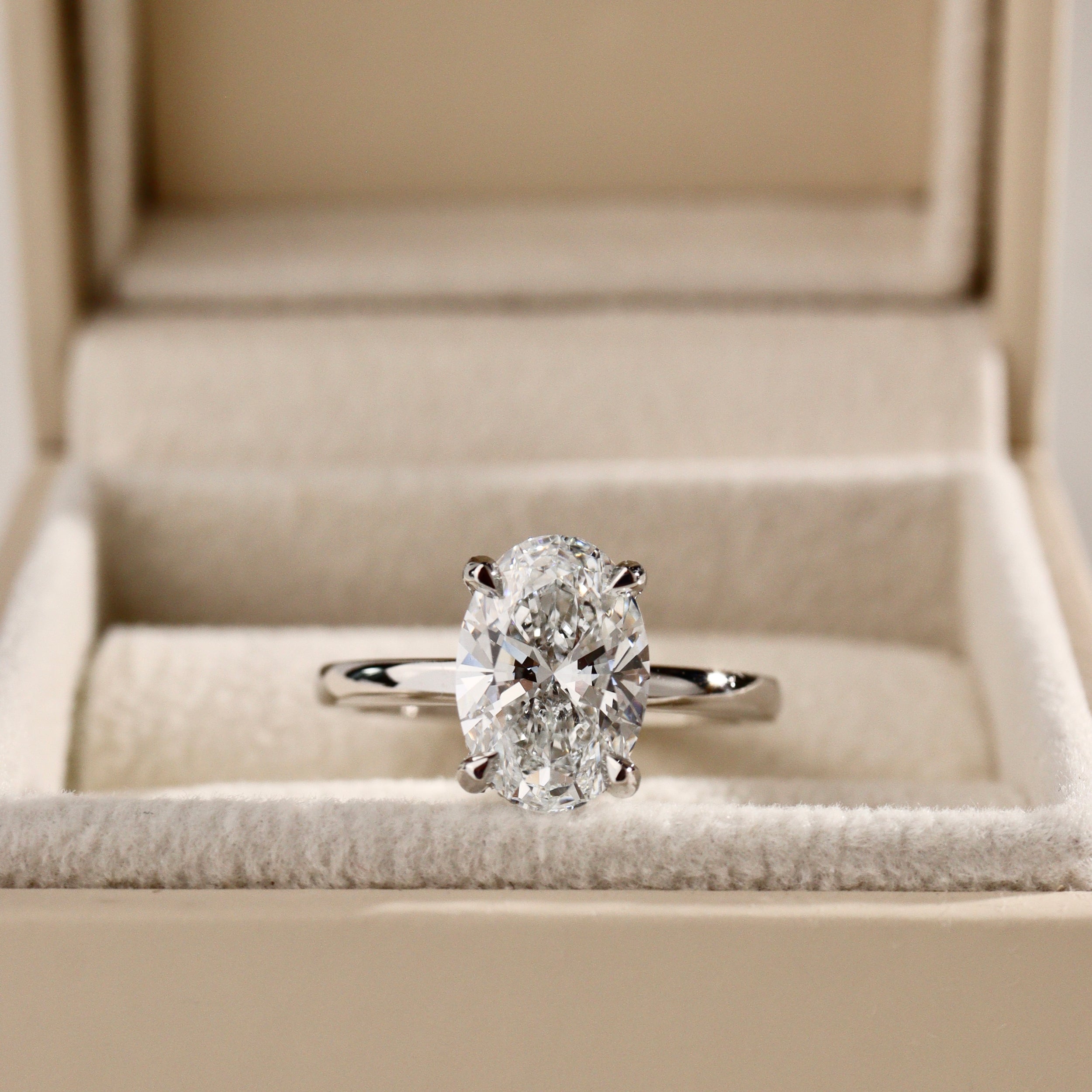 Kamila Oval Pavé Crown Engagement Ring, Moissanite/Lab Grown Diamond