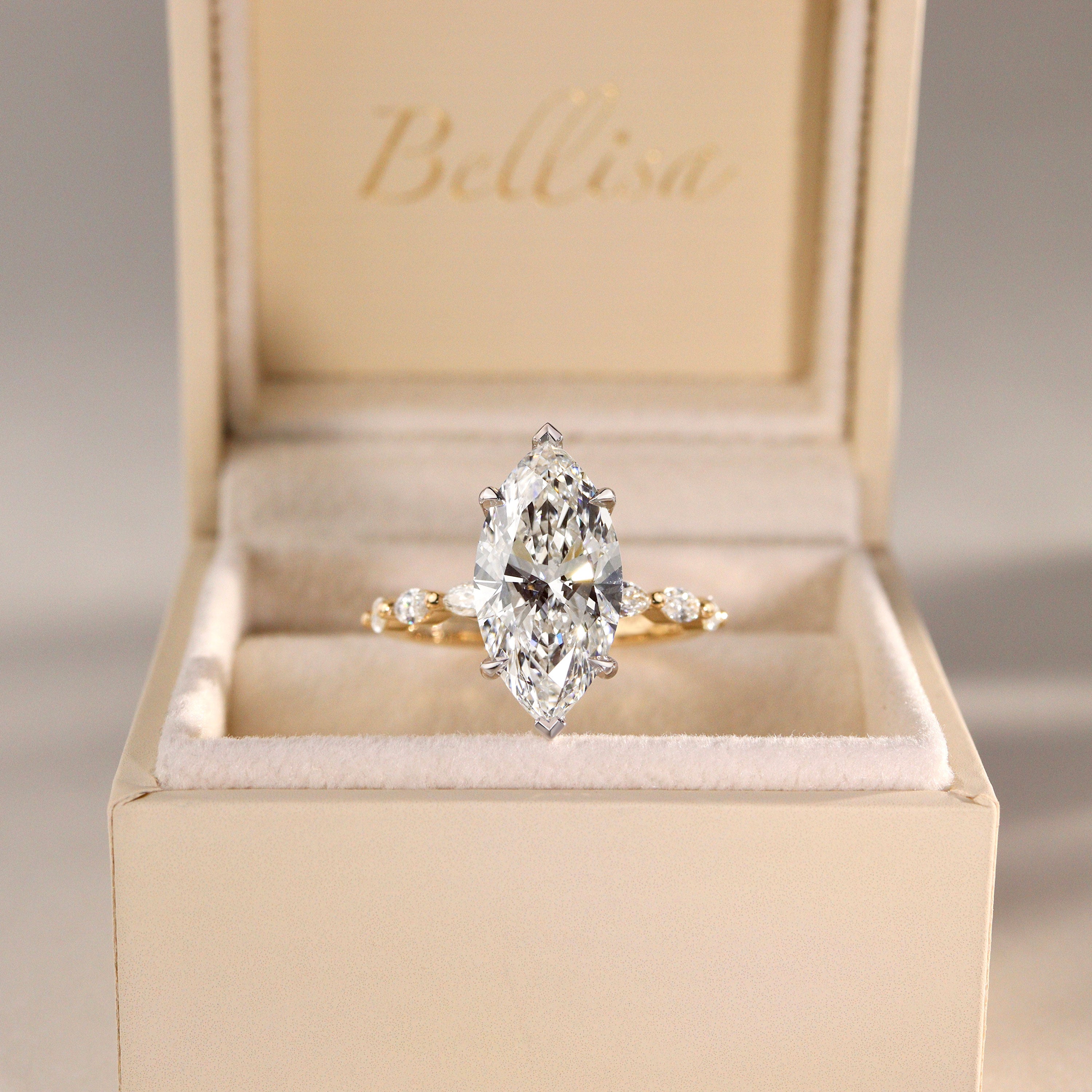 Avery Marquise Cut Hidden Halo Engagement Ring, Marquise Band